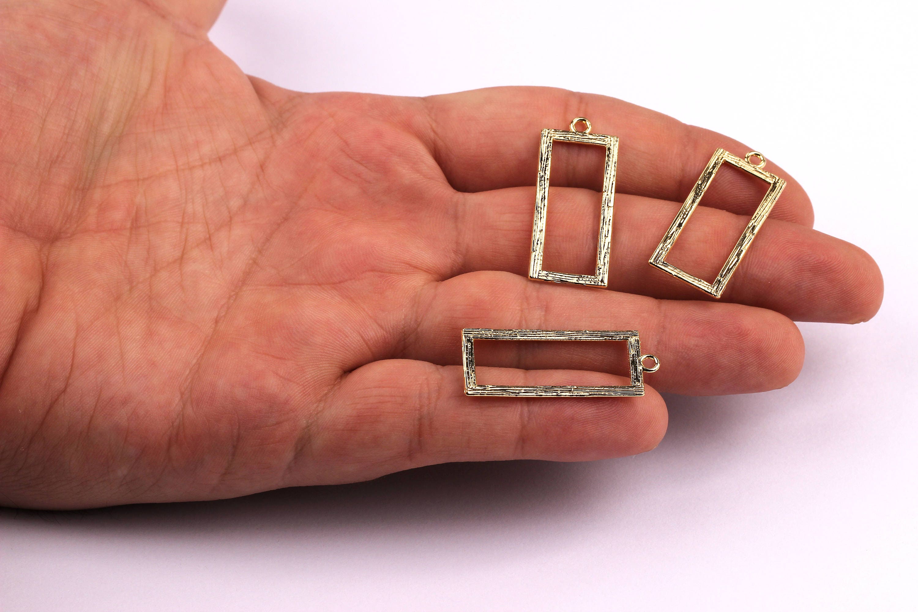 Rectangle Frame Shaped Charms- Zinc Alloy Earring Findings - Gold Tone - Alloy Pendant for Necklace - Jewelry Supplies - 33x13x1mm - ZZ1168 - DOMEDBAZAAR