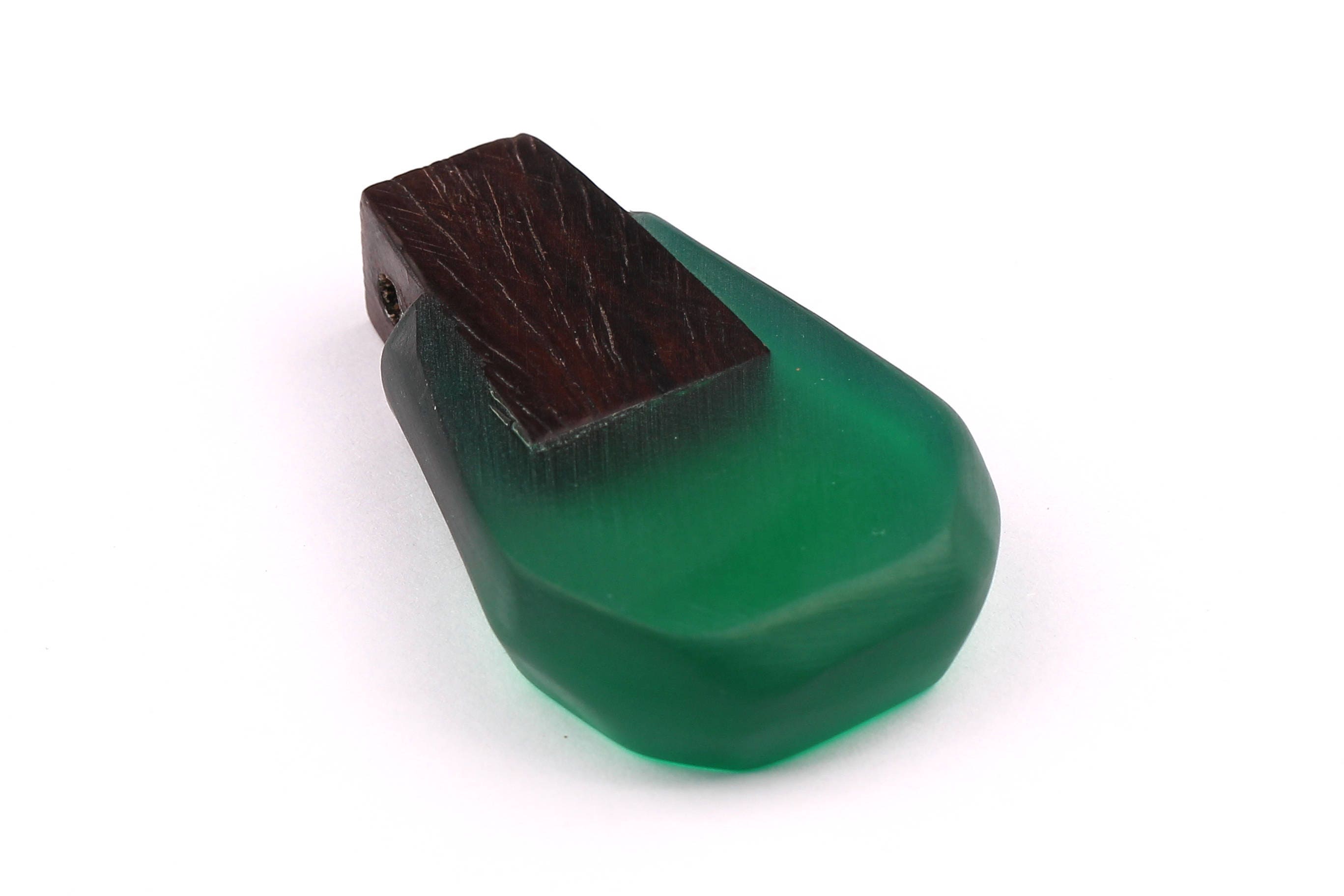 Wood Resin Pendant - Natural Monzo Wooden Charms - Green Epoxy Resin Necklace - Jewelry Supplies - Wooden Beads - 47x30x10mm - BB1002G - DOMEDBAZAAR