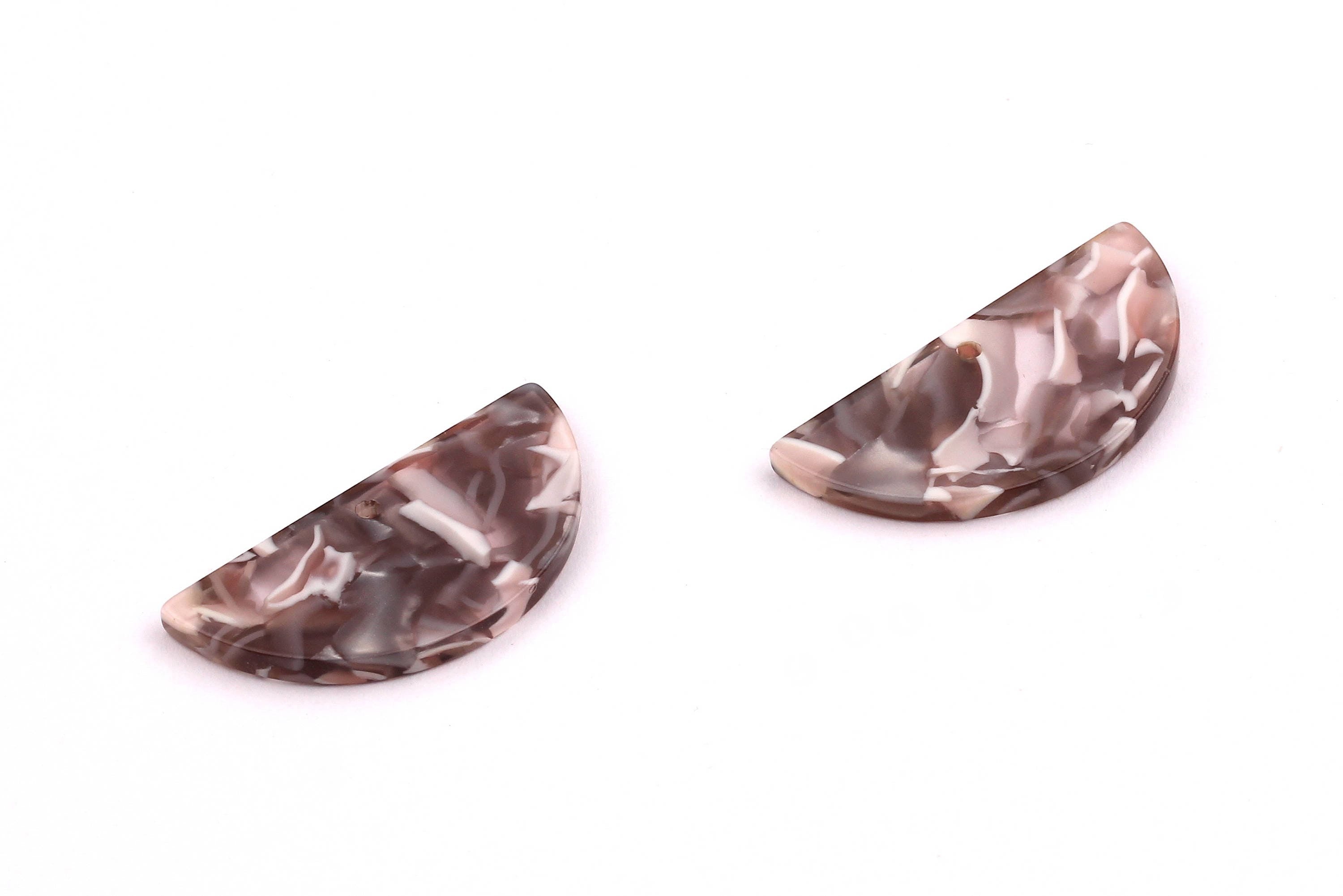 Acetate Half Moon Earring Charms - Semi circle Pendant - Earring Findings - Jewelry Supplies - Color Code: A20 - 31x15x2.6mm - AC1581-A20 - DOMEDBAZAAR