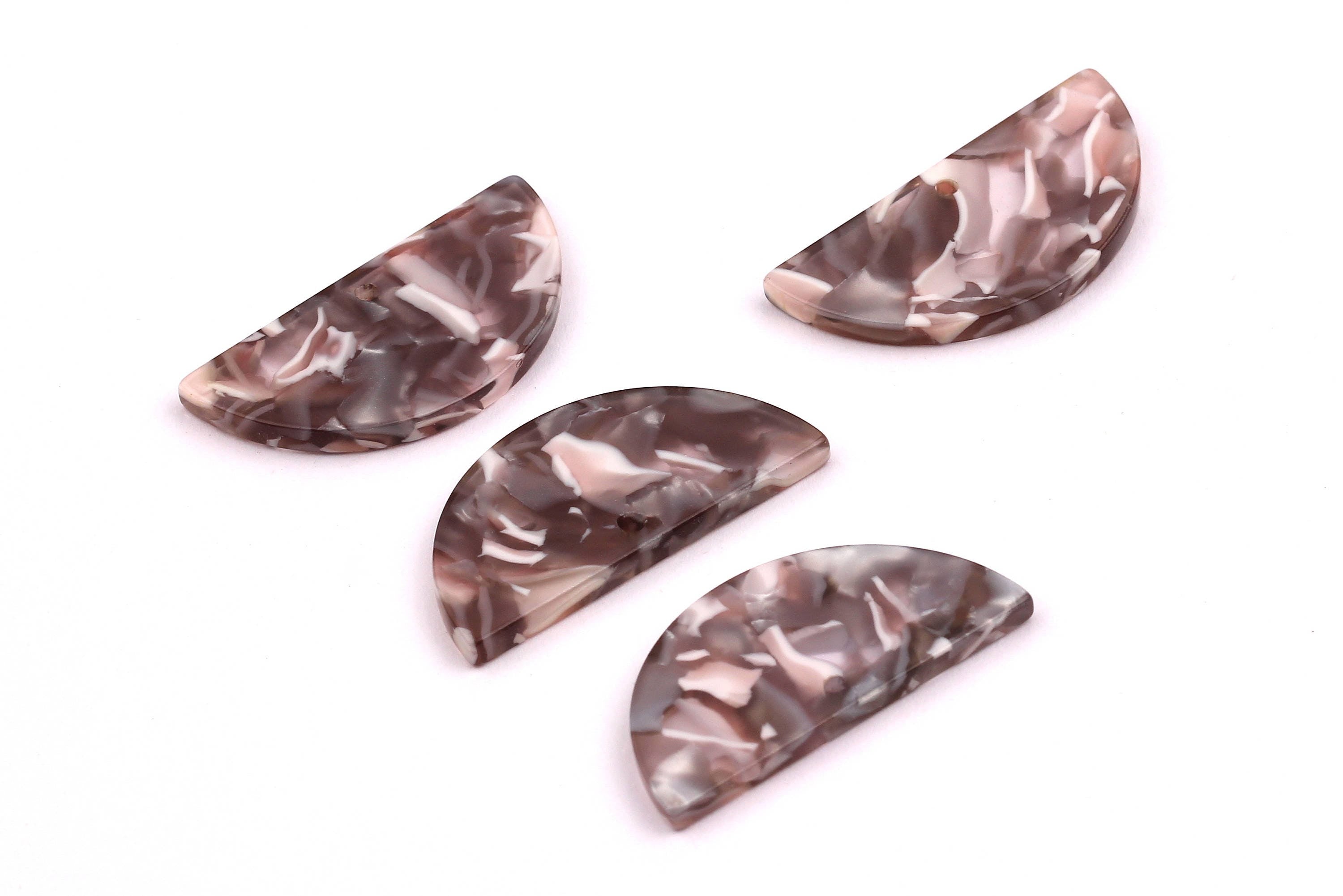 Acetate Half Moon Earring Charms - Semi circle Pendant - Earring Findings - Jewelry Supplies - Color Code: A20 - 31x15x2.6mm - AC1581-A20 - DOMEDBAZAAR