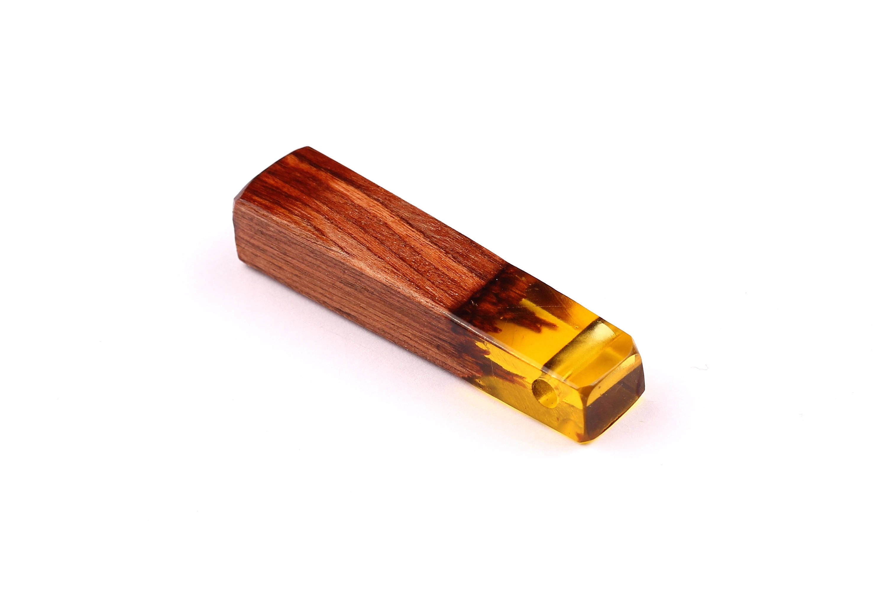 Wood Resin Pendant - Natural Mahogany Wooden Charms - Yellow Epoxy Resin Necklace - Jewelry Supplies - Wooden Beads - 49x10x12mm - BB1021SY - DOMEDBAZAAR