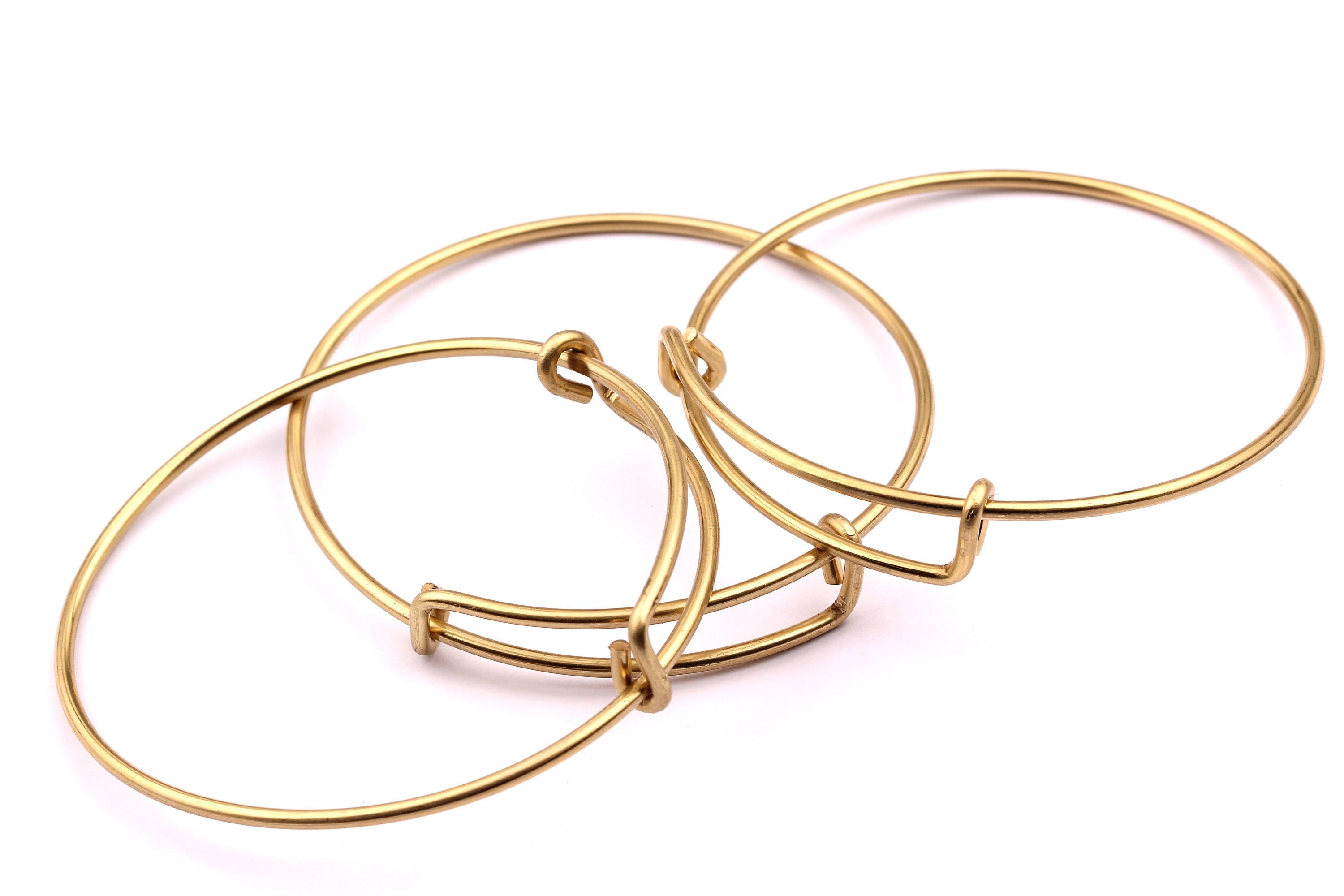 Adjustable Bangle Bracelet - Raw Brass Bracelet - One Loop - Expandable Wire Bangle For Charms - Jewelry Supplies - 64x1.65mm - PP1001 - DOMEDBAZAAR