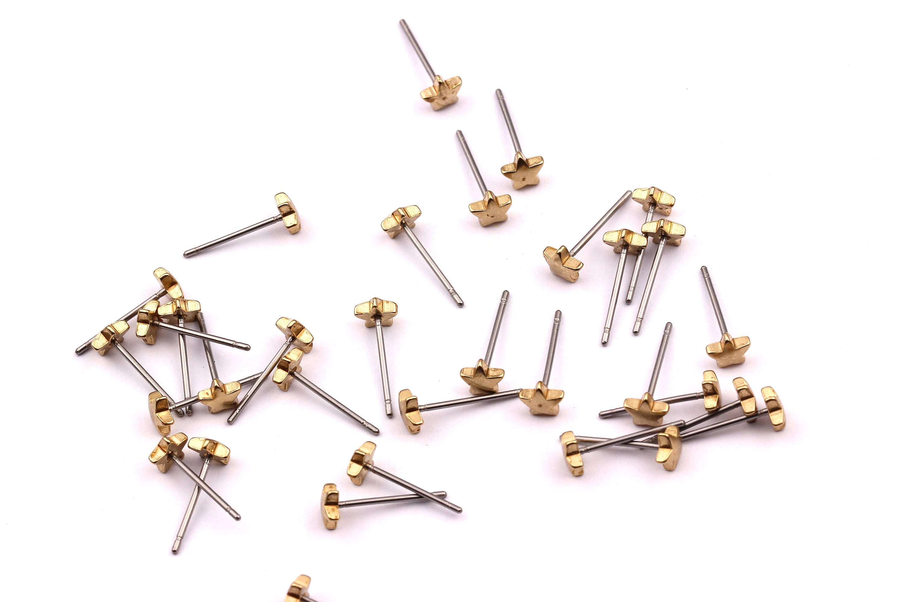 Star Stud - Raw Brass Star Stud - Stainless Steel Earring Posts - Ear Studs - Jewelry Supplies for Earrings - 5x12mm PP1006 - DOMEDBAZAAR