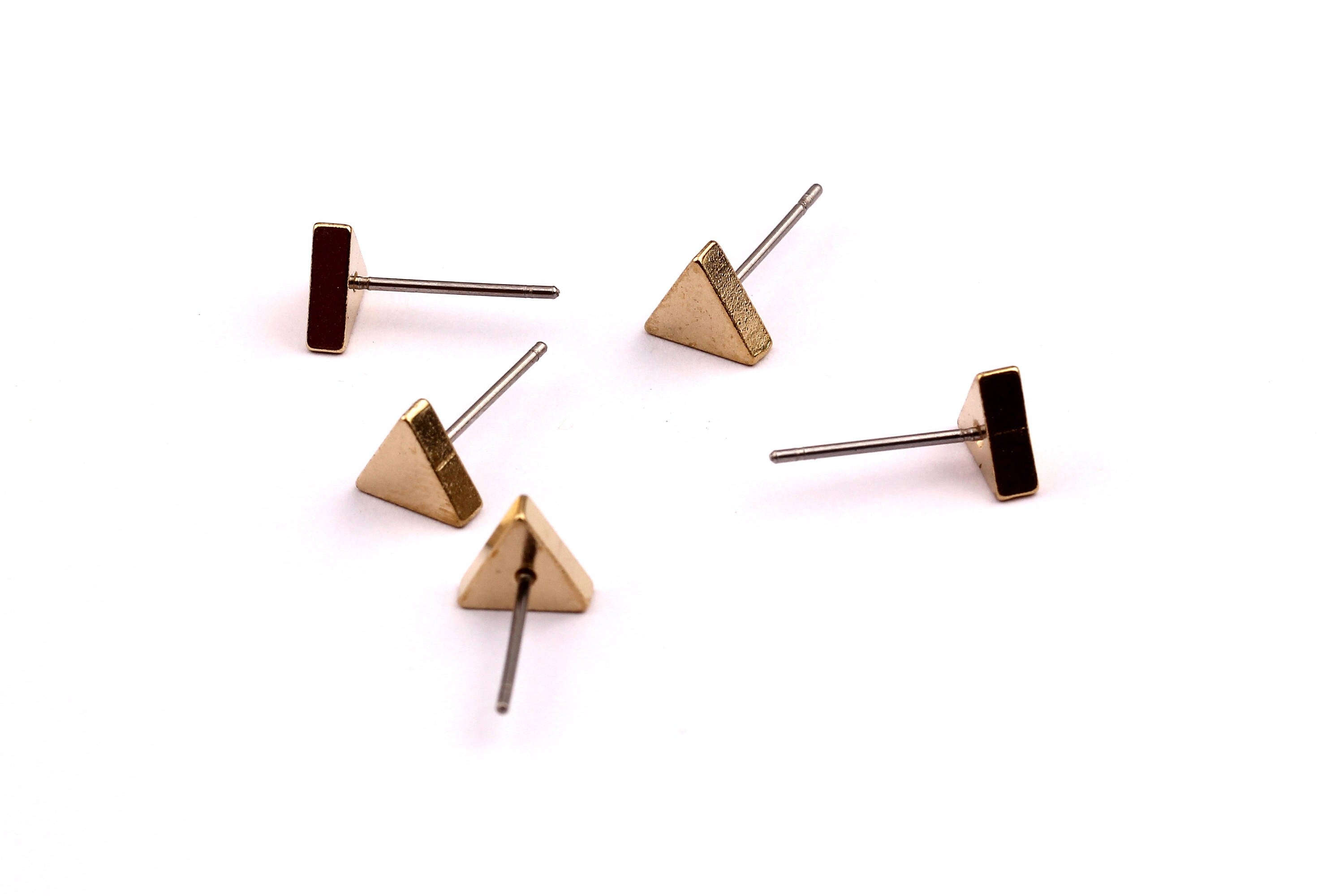 Triangle Stud - Raw Brass Triangle Stud - Stainless Steel Earring Posts - Ear Studs - Jewelry Supplies for Earrings - 7x12mm PP1007 - DOMEDBAZAAR