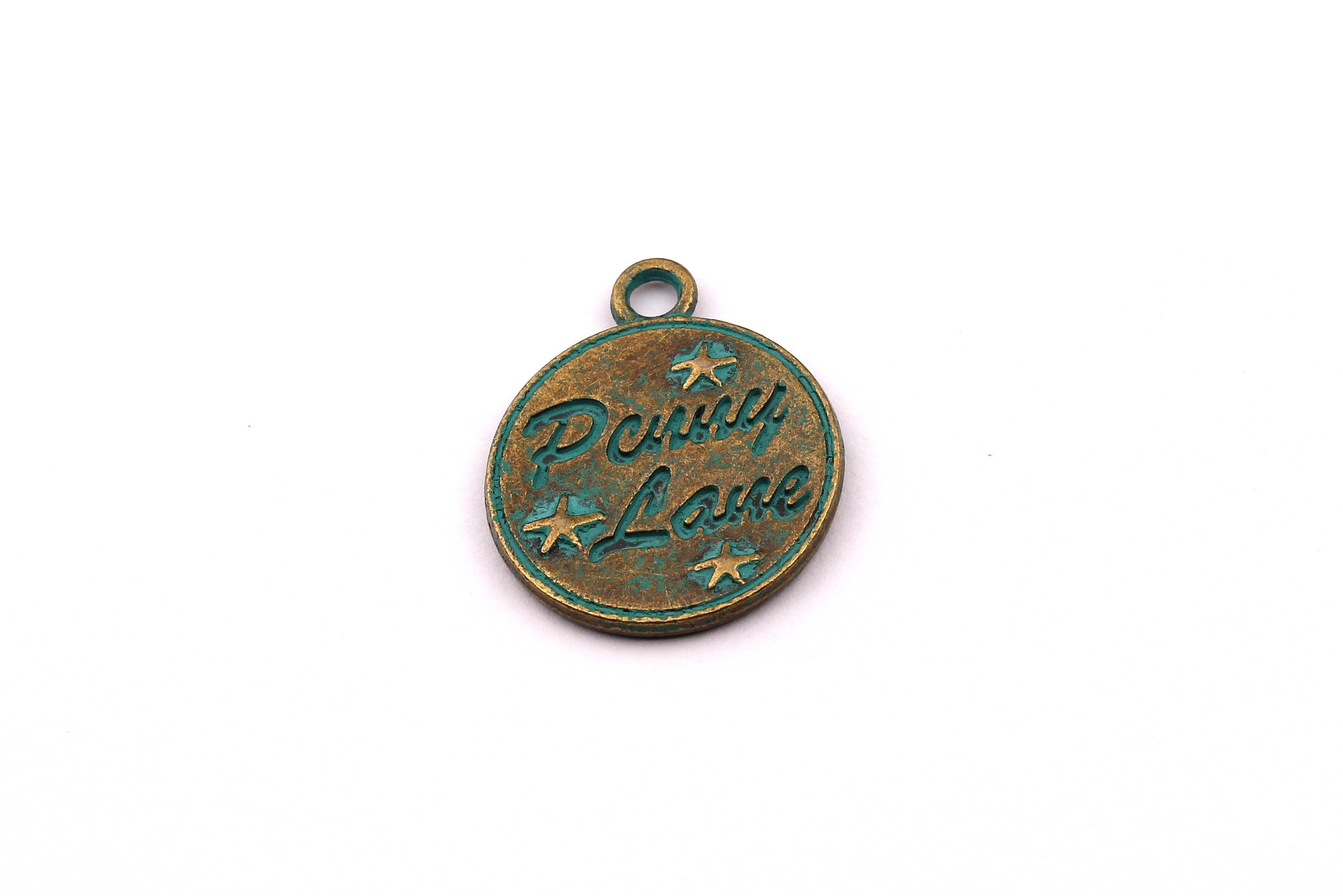 Faux Patina Pendant - Medal Shaped - Alloy Charms - Antique Bronze Tone Necklace - Zinc Alloy Bead - Jewelry Supplies - 21x21x1.8mm - ZZ1058 - DOMEDBAZAAR