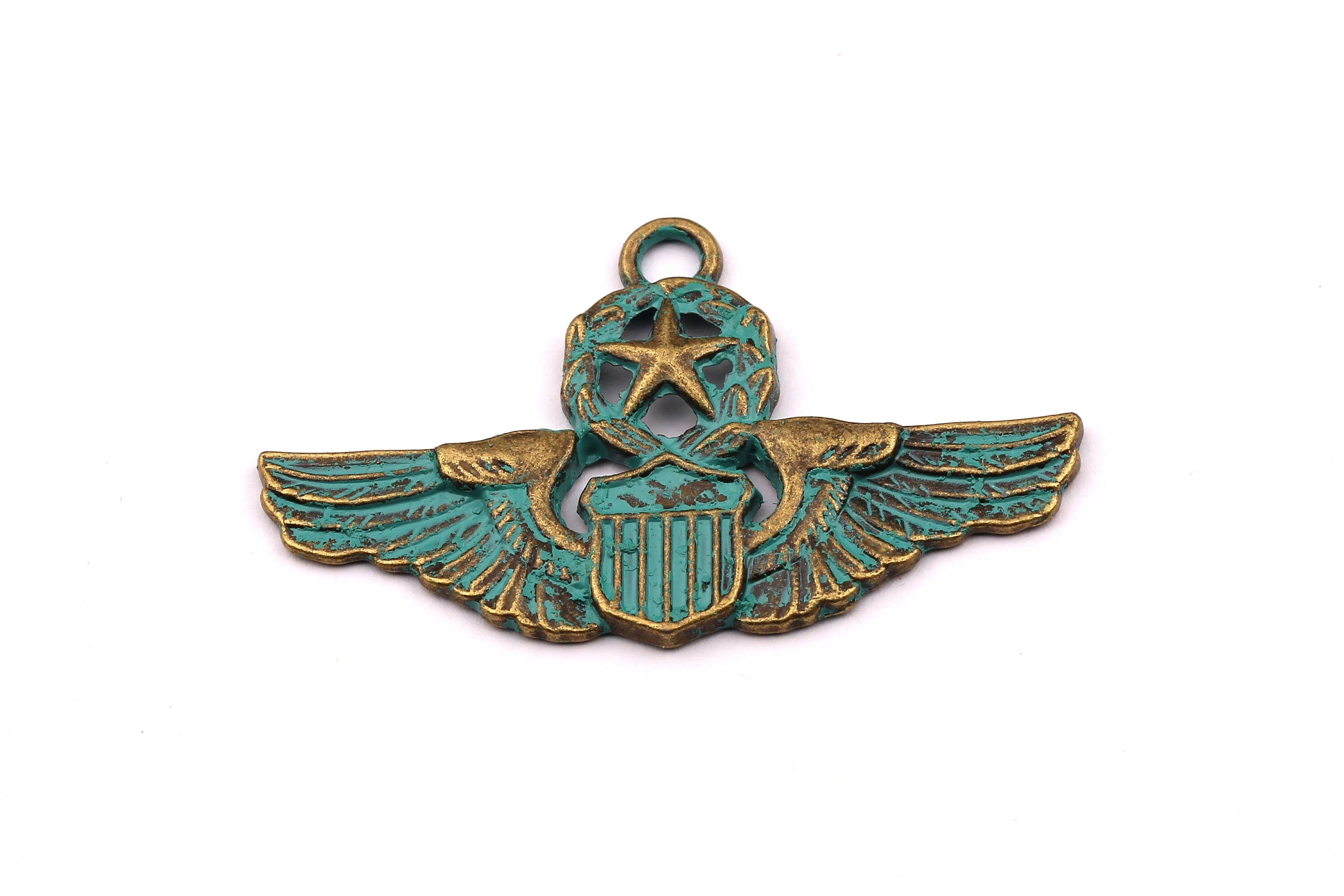 Faux Patina Pendant - Wings Shaped - Alloy Charms - Antique Bronze Tone Necklace - Zinc Alloy Beads - Jewelry Supplies - 28x46x1.8mm ZZ1061 - DOMEDBAZAAR