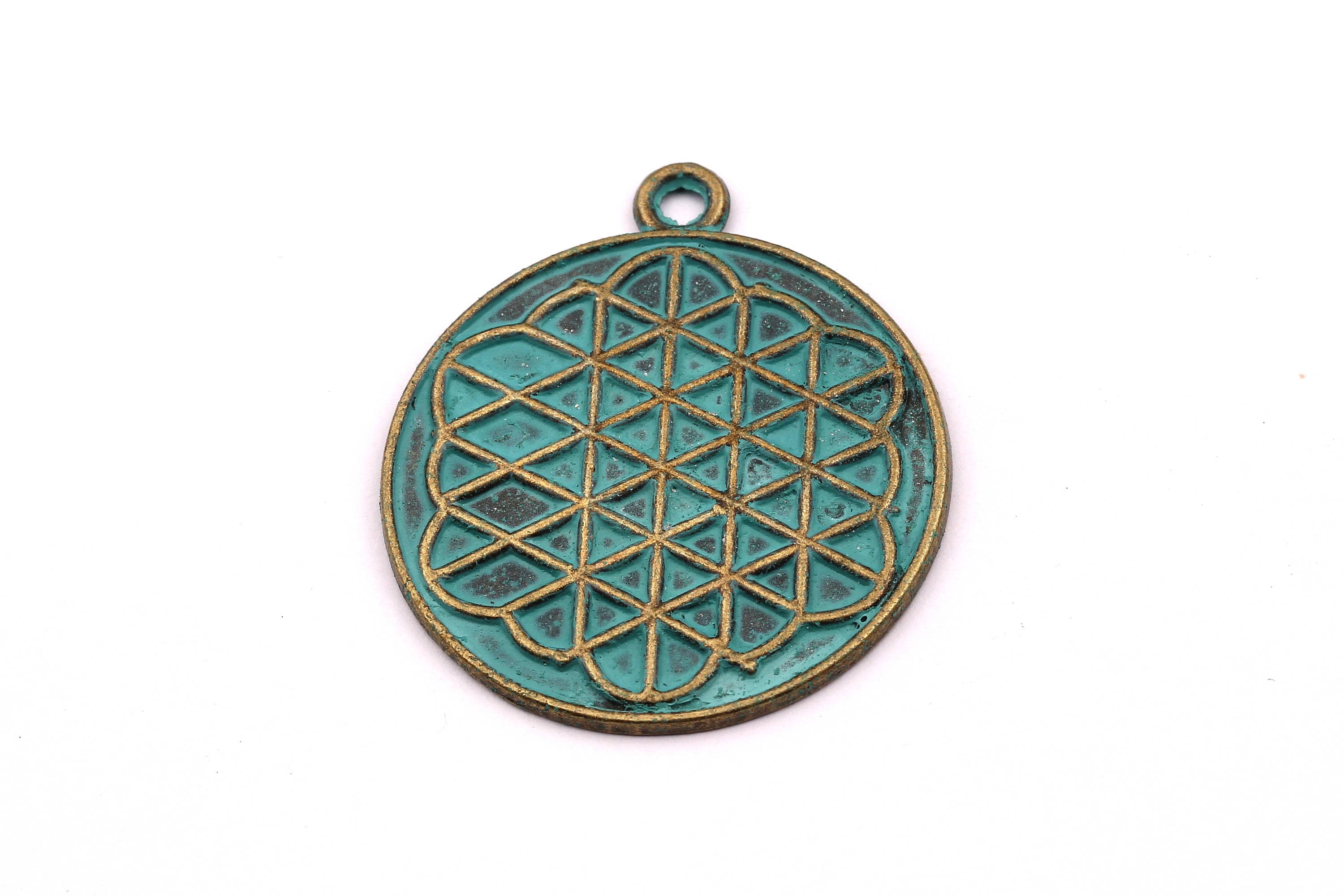 Faux Patina Pendant - Medal Shaped - Alloy Charms - Antique Bronze Tone Necklace - Zinc Alloy Beads - Jewelry Supplies - 34x34x1.7mm ZZ1067 - DOMEDBAZAAR