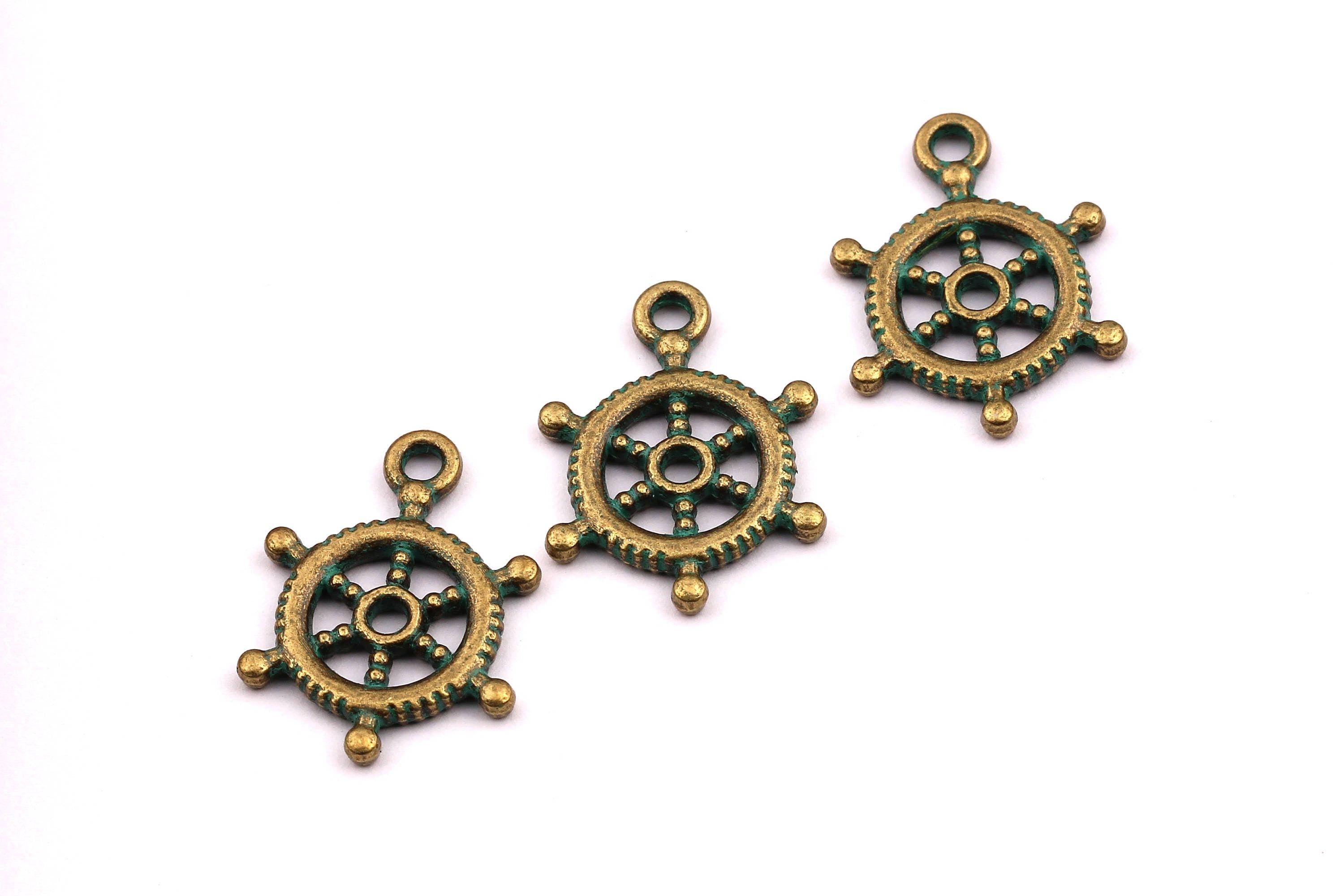 Faux Patina Pendant - Rudder Shaped - Alloy Charms - Antique Bronze Tone Necklace - Zinc Alloy Beads - Jewelry Supplies - 19x15x2mm ZZ1079 - DOMEDBAZAAR