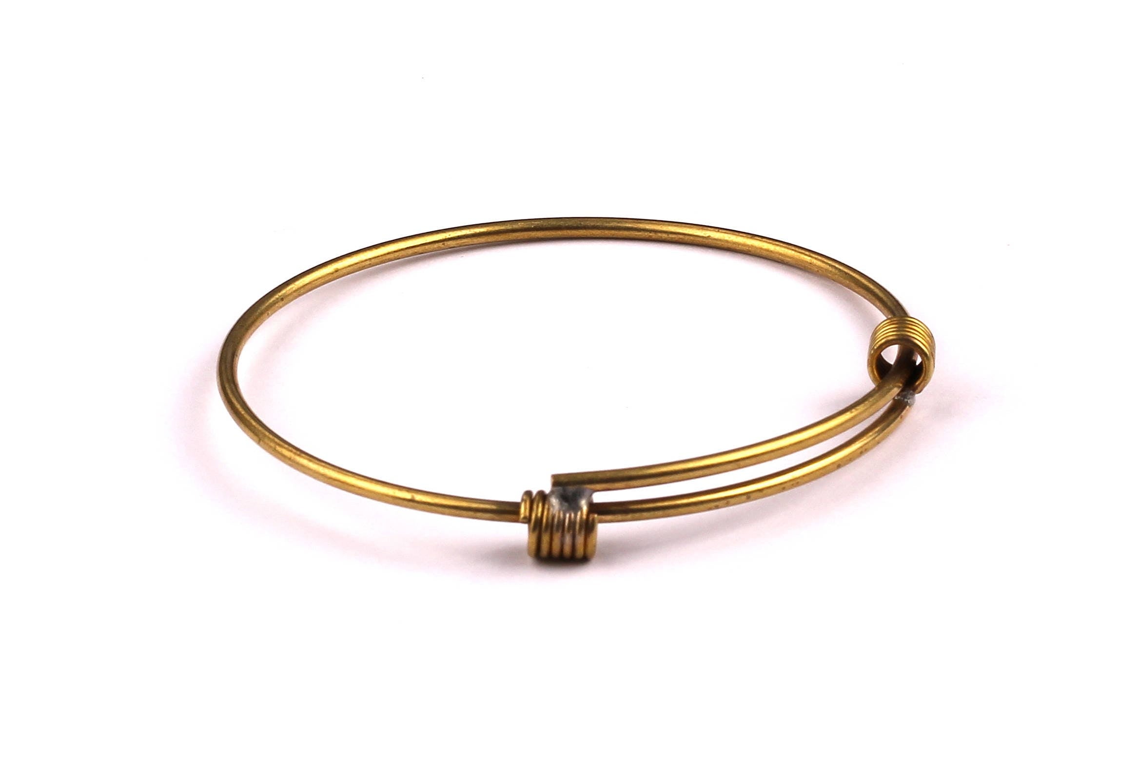 Adjustable Bangle Bracelet - Raw Brass Bracelet - Six Loops - Expandable Wire Bangle For Charms - Jewelry Supplies - 63x2mm - PP1003 - DOMEDBAZAAR