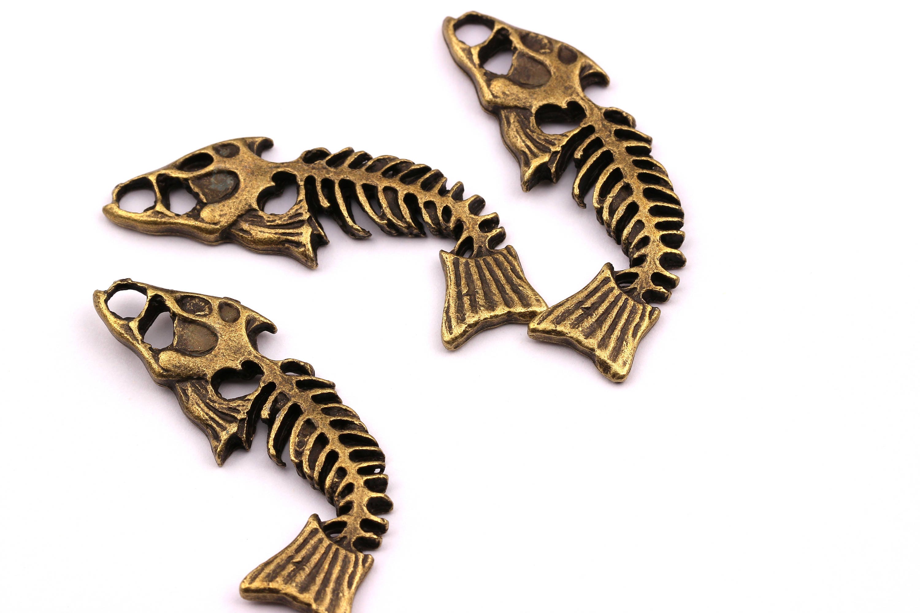 Zinc Alloy Pendant - Fishbone Shaped - Alloy Charms - Antique Bronze Tone Necklace - Zinc Alloy Beads - Jewelry Supplies - 50x3.5mm ZZ1134 - DOMEDBAZAAR
