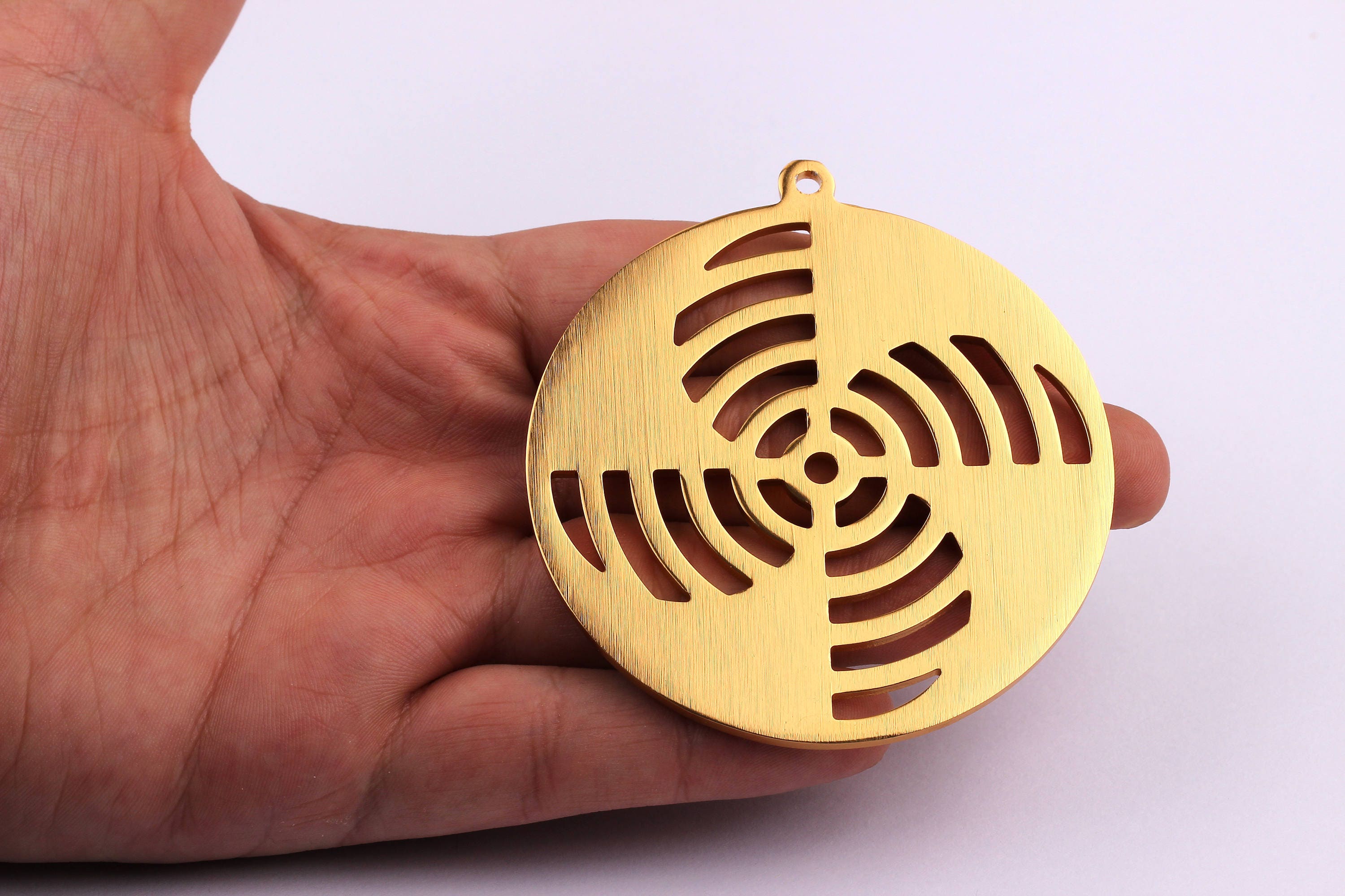 Aluminum Charms - Fan Shaped Pendant - Anodized Aluminium Charms - Wall Decor - Gold Tone - 70x70x2.5mm - AA1002 - DOMEDBAZAAR