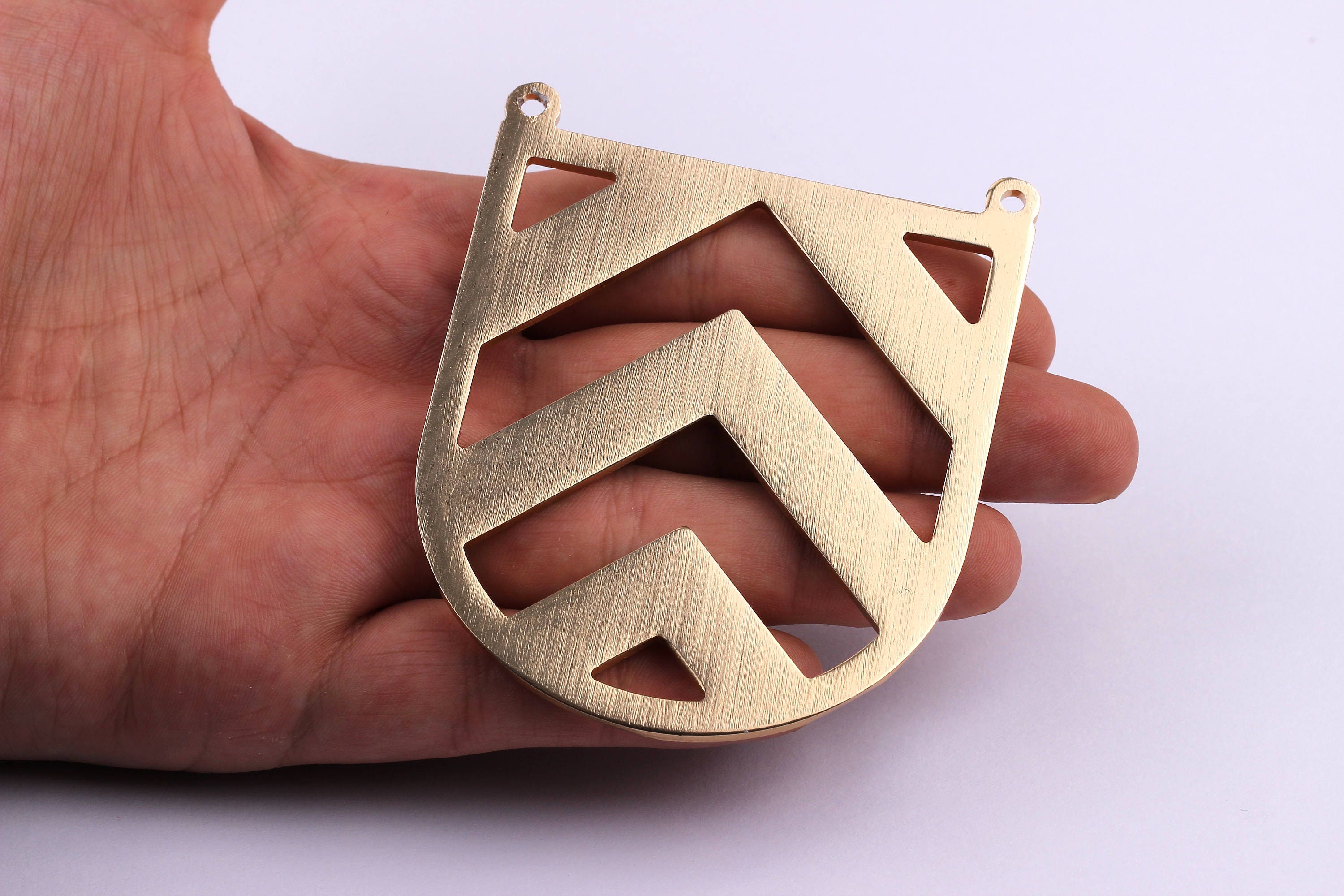 Aluminum Charms - Chevron Shaped Pendant - Anodized Aluminium Charms - Wall Decor - Gold Tone - 74x66x2.5mm - AA1005 - DOMEDBAZAAR