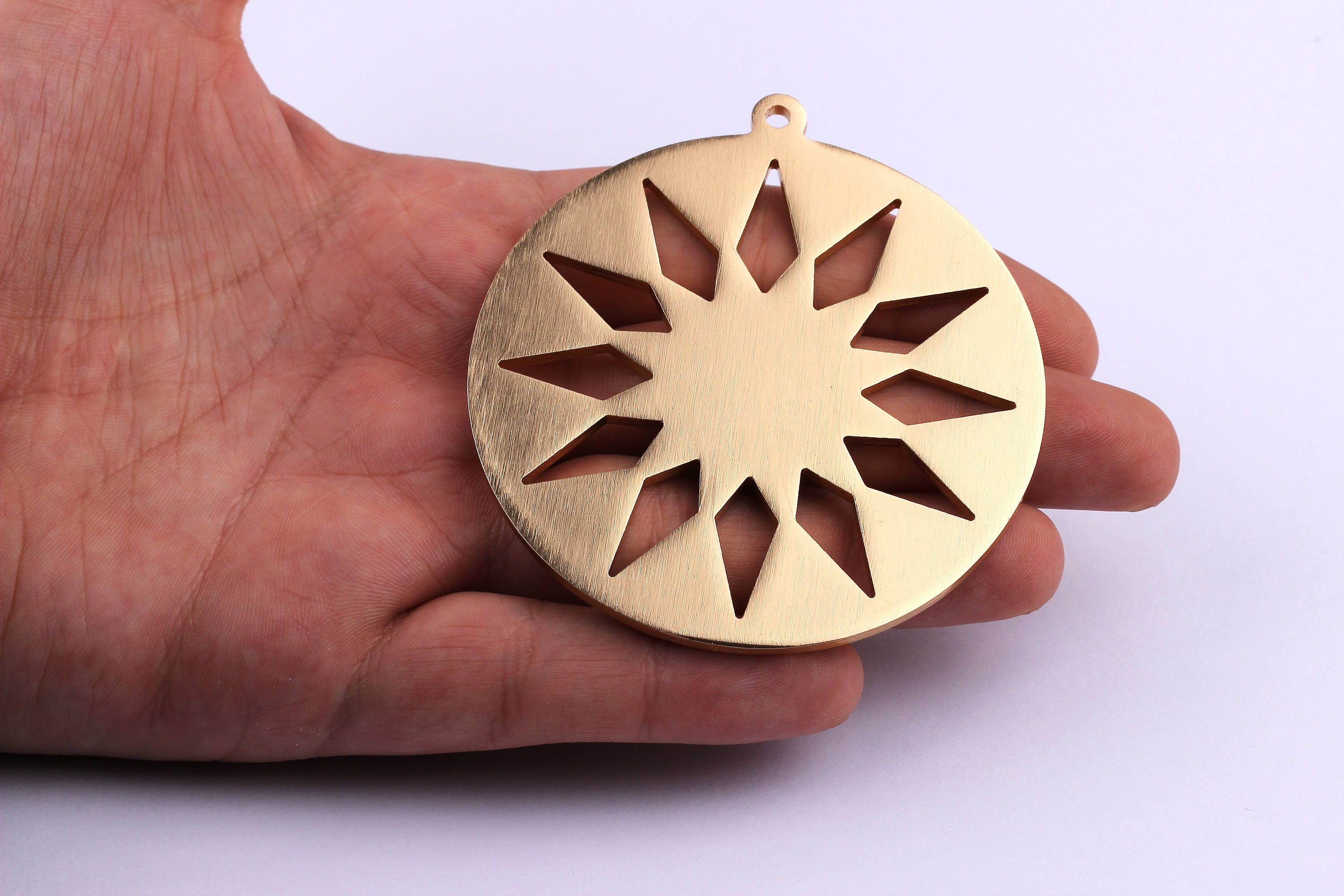 Aluminum Stamping Blank - Circle Sunlight Shaped Pendant - Anodized Aluminium Charms - Wall Decor - Gold Tone - 69x69x2.5mm - AA1007 - DOMEDBAZAAR