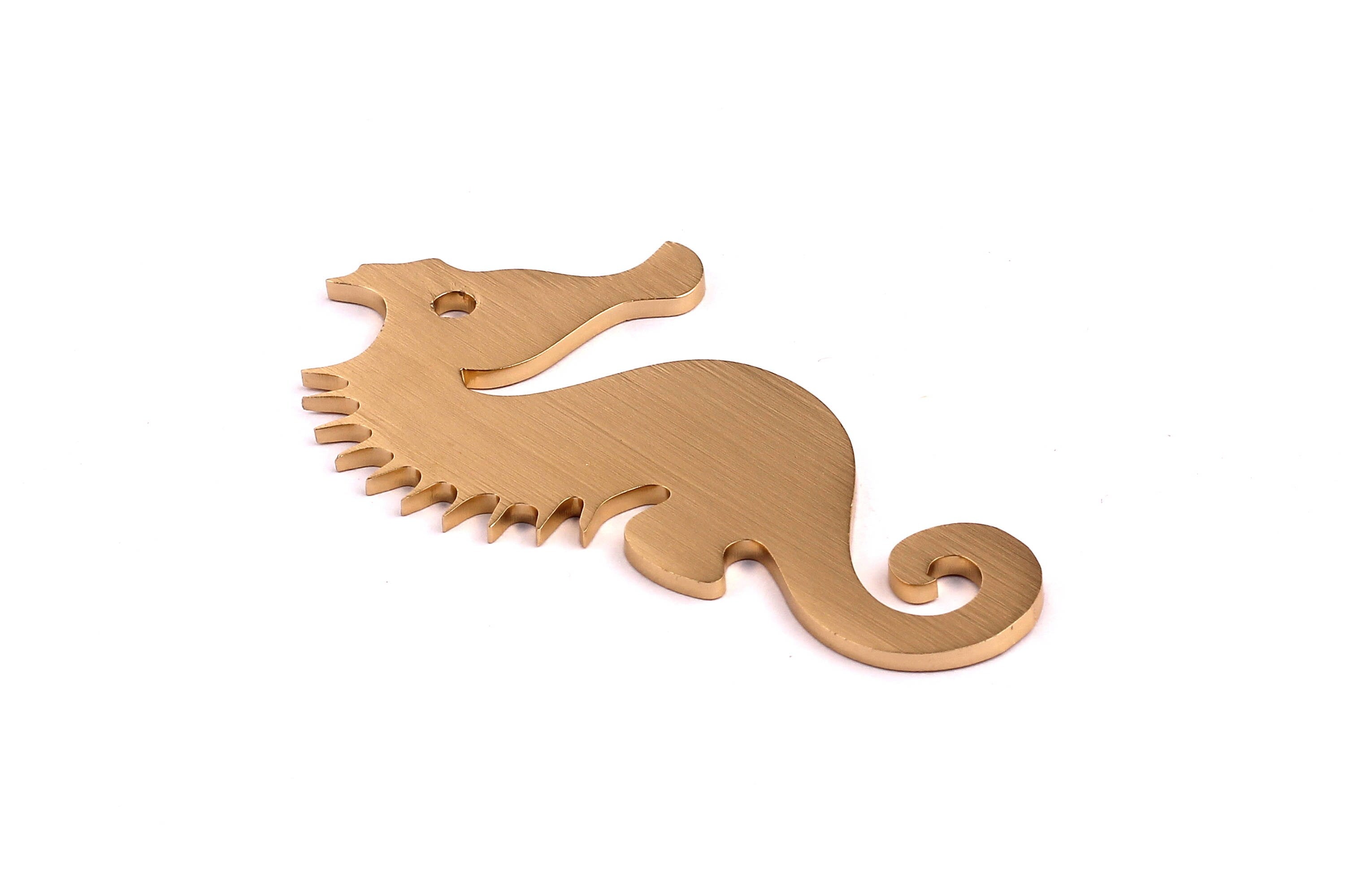 Aluminum Charms - Seahorse Shaped Pendant - Anodized Aluminium Charms - Wall Decor - Gold Tone - 67x36x2mm - AA1013 - DOMEDBAZAAR