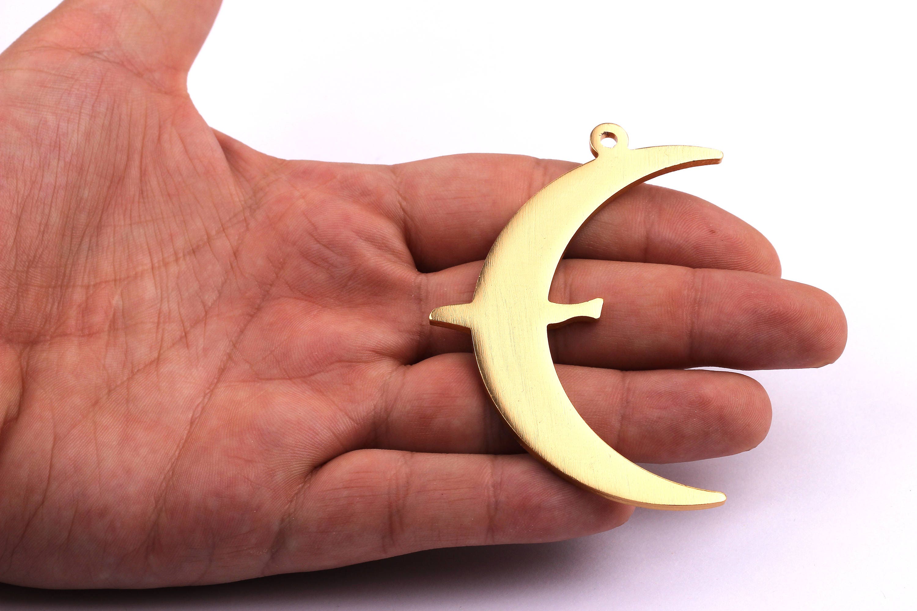 Aluminum Charms - Crescent Shaped Pendant - Anodized Aluminium Charms - Wall Decor - Gold Tone - 69x30x2.5mm - AA1017 - DOMEDBAZAAR