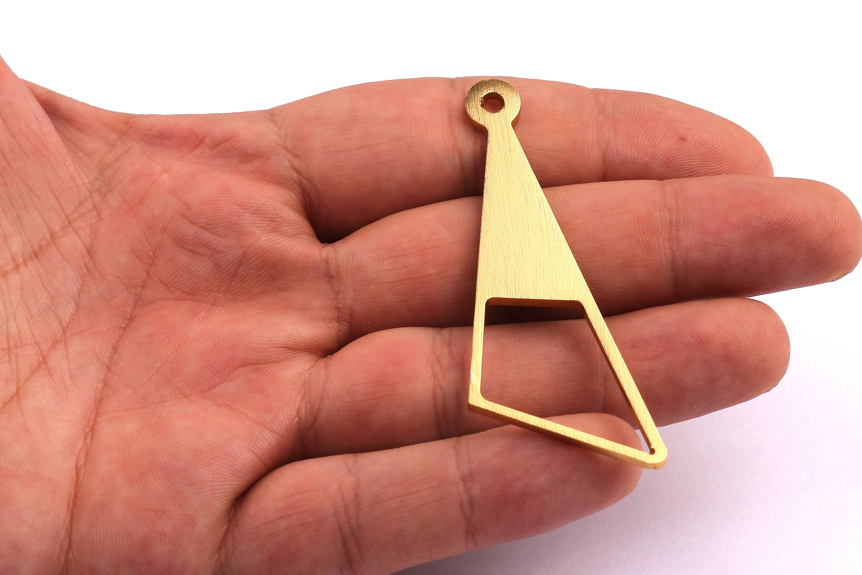 Aluminum Charms - Triangle Pull Shaped Pendant - Anodized Aluminium Charms - Wall Decor - Gold Tone - 62x27x2mm - AA1021 - DOMEDBAZAAR