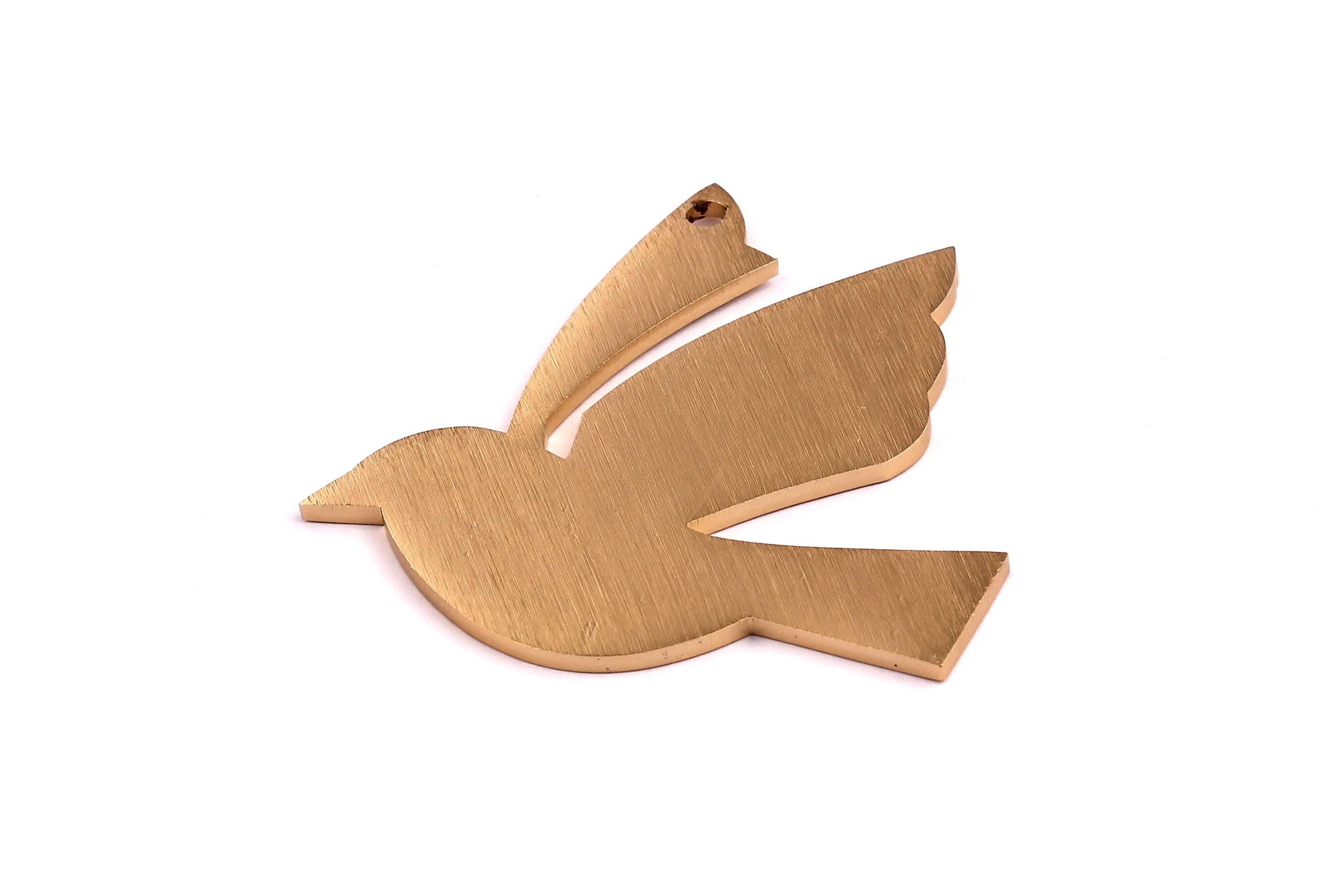 Aluminum Charms - Dove Shaped Pendant - Anodized Aluminium Charms - Wall Decor - Gold Tone - 53x52x2mm - AA1027 - DOMEDBAZAAR