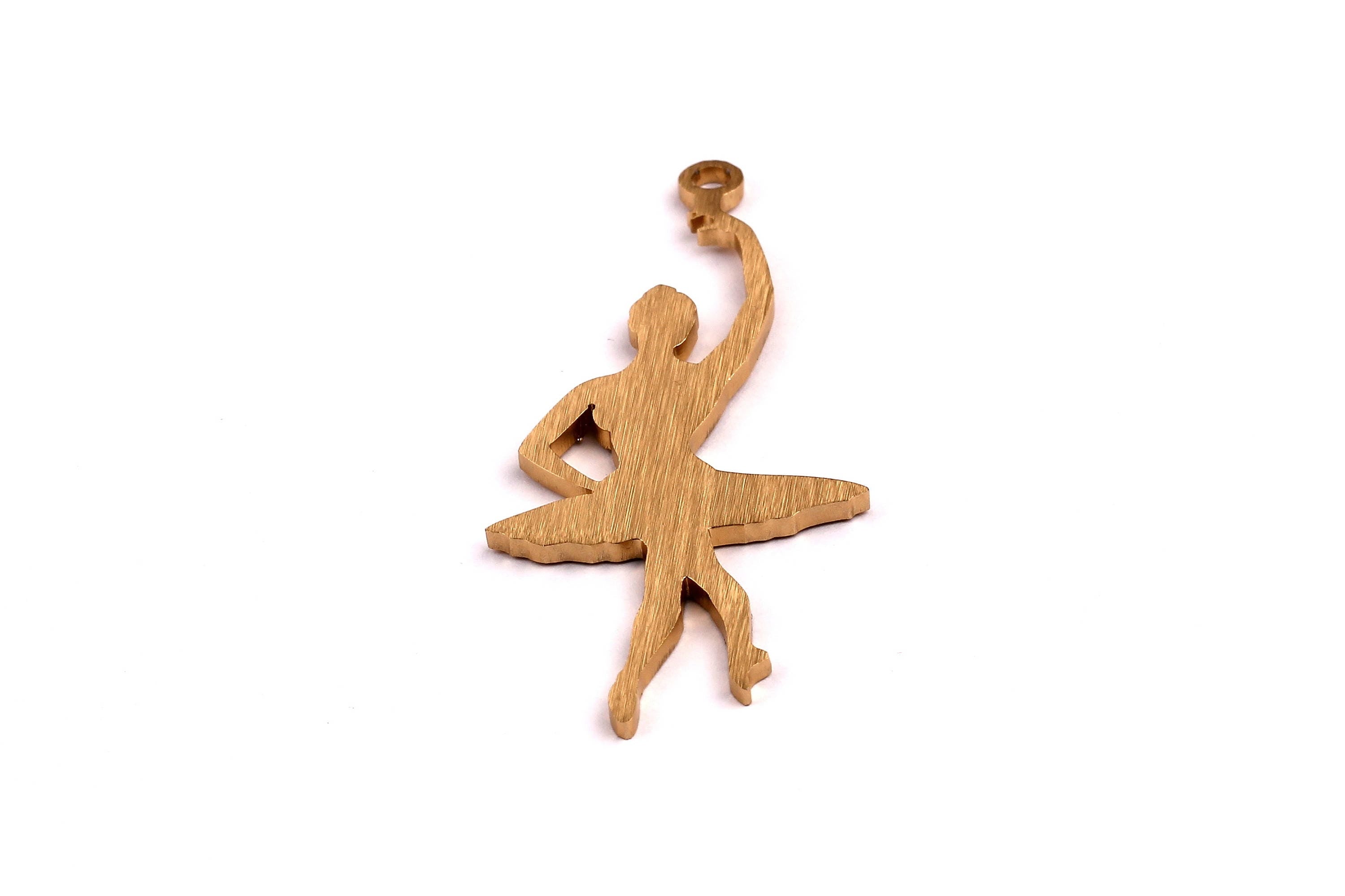 Aluminum Charms - Dancer Girl Shaped Pendant - Anodized Aluminium Charms - Wall Decor - Gold Tone - 66x29x2mm - AA1035 - DOMEDBAZAAR