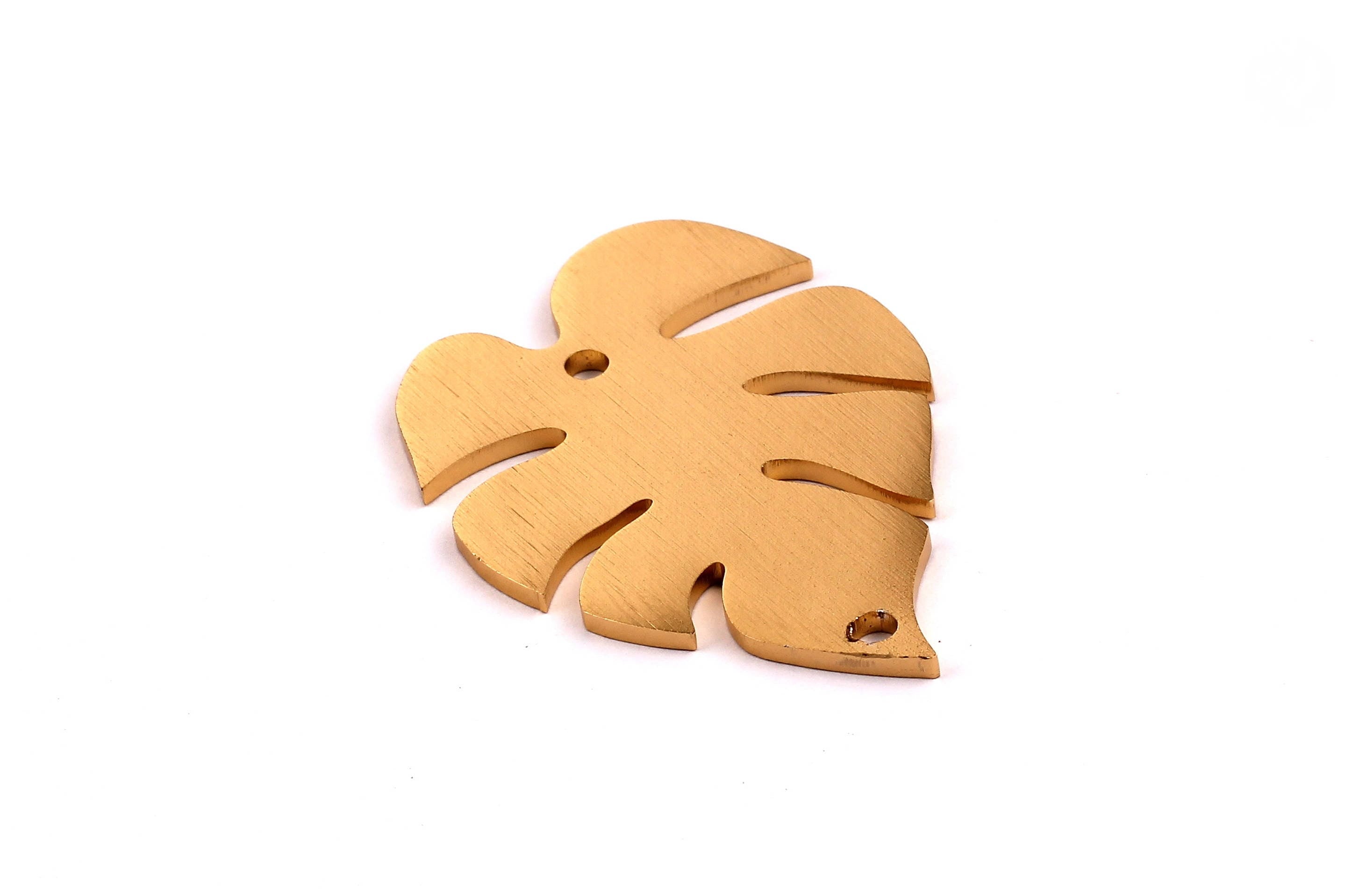 Aluminum Charms - Leaf Shaped Pendant - Anodized Aluminium Charms - Wall Decor - Gold Tone - 52x35x2mm - AA1040 - DOMEDBAZAAR