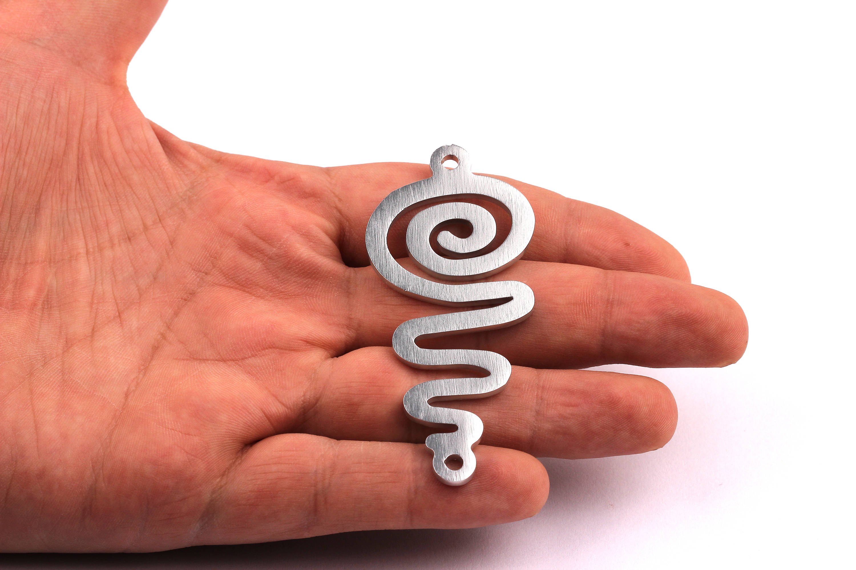 Aluminum Charms - Curled Shaped Pendant - Anodized Aluminium Charms - Wall Decor - Silver Tone - 70x31x2mm - AA1046 - DOMEDBAZAAR