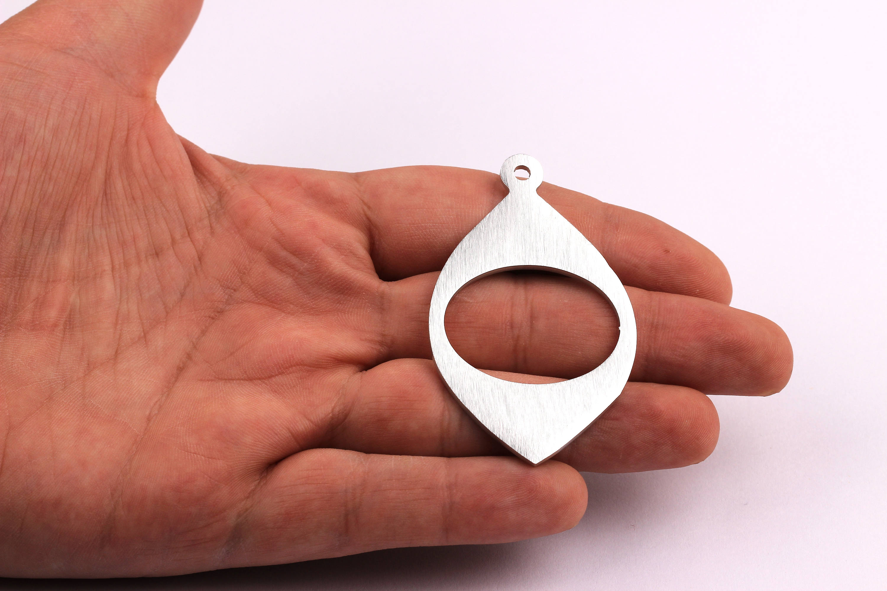 Aluminum Charms - Drop Shaped Pendant - Anodized Aluminium Charms - Wall Decor - Silver Tone - 61x36x2mm - AA1049 - DOMEDBAZAAR