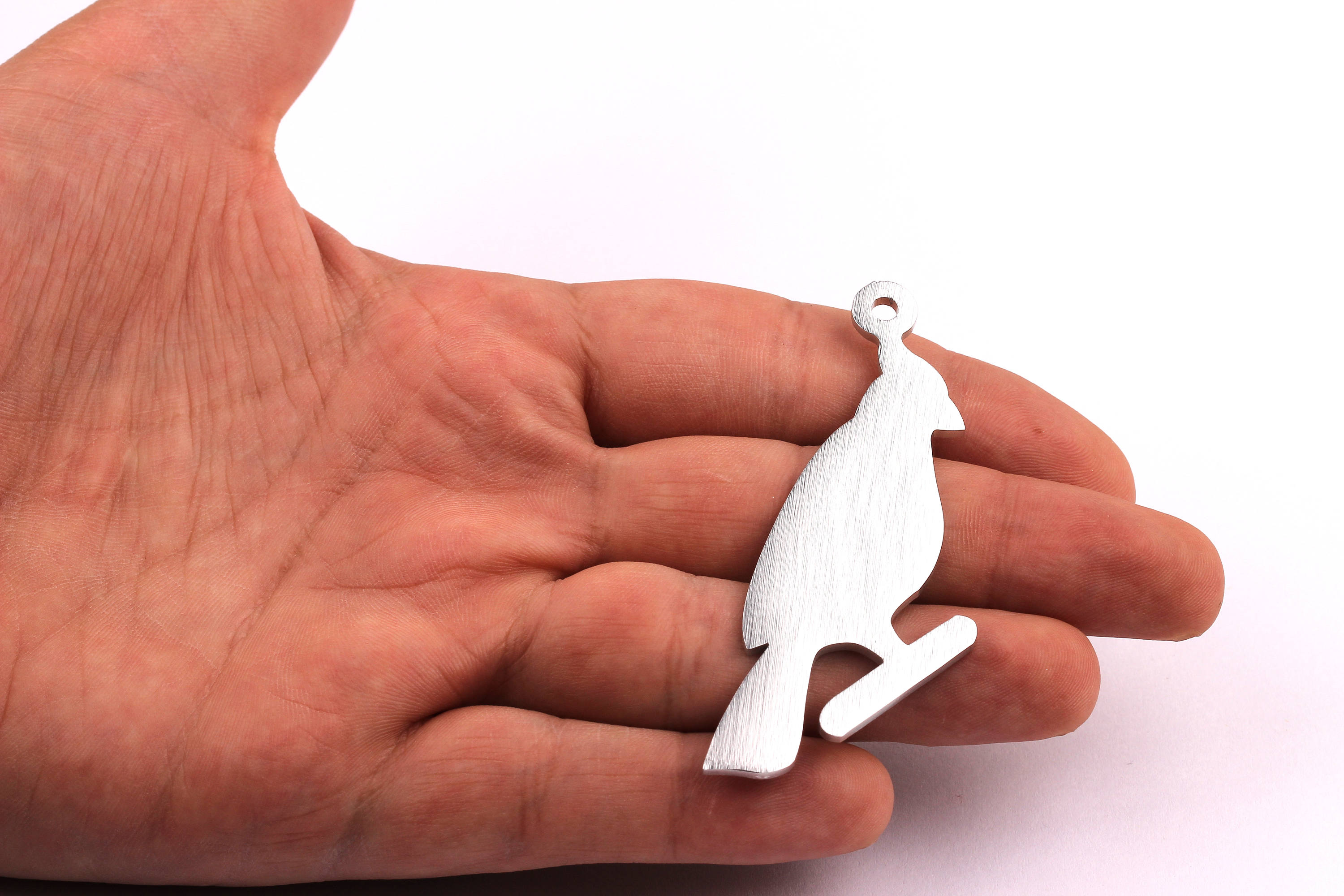 Aluminum Charms - Parrot Shaped Pendant - Anodized Aluminium Charms - Wall Decor - Silver Tone - 68x26x2mm - AA1052 - DOMEDBAZAAR