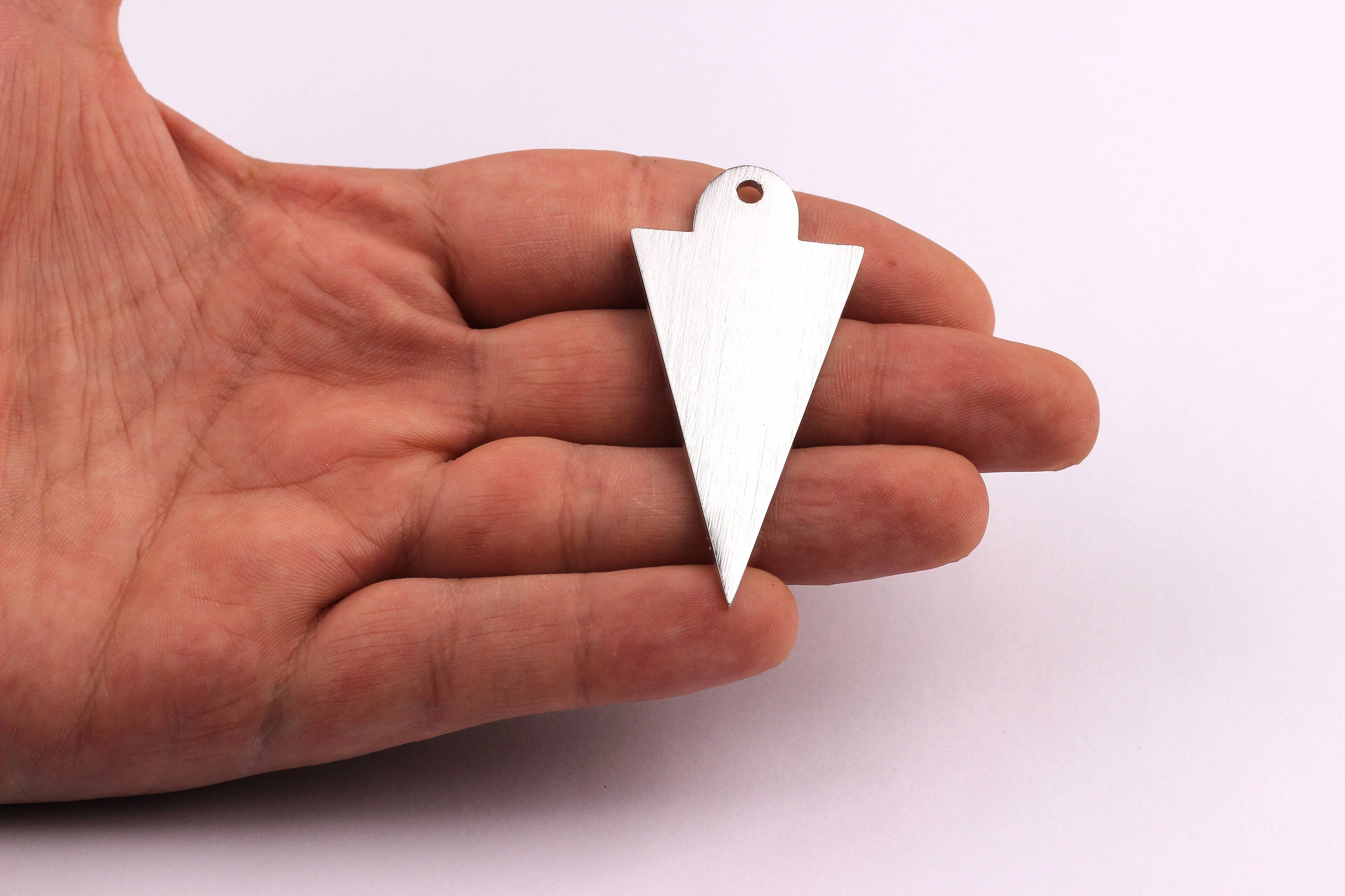 Aluminum Stamping Blank - Right Triangle Frame Shaped Pendant - Anodized Aluminium Charms - Wall Decor - Silver Tone - 58x27x2mm - AA1059 - DOMEDBAZAAR