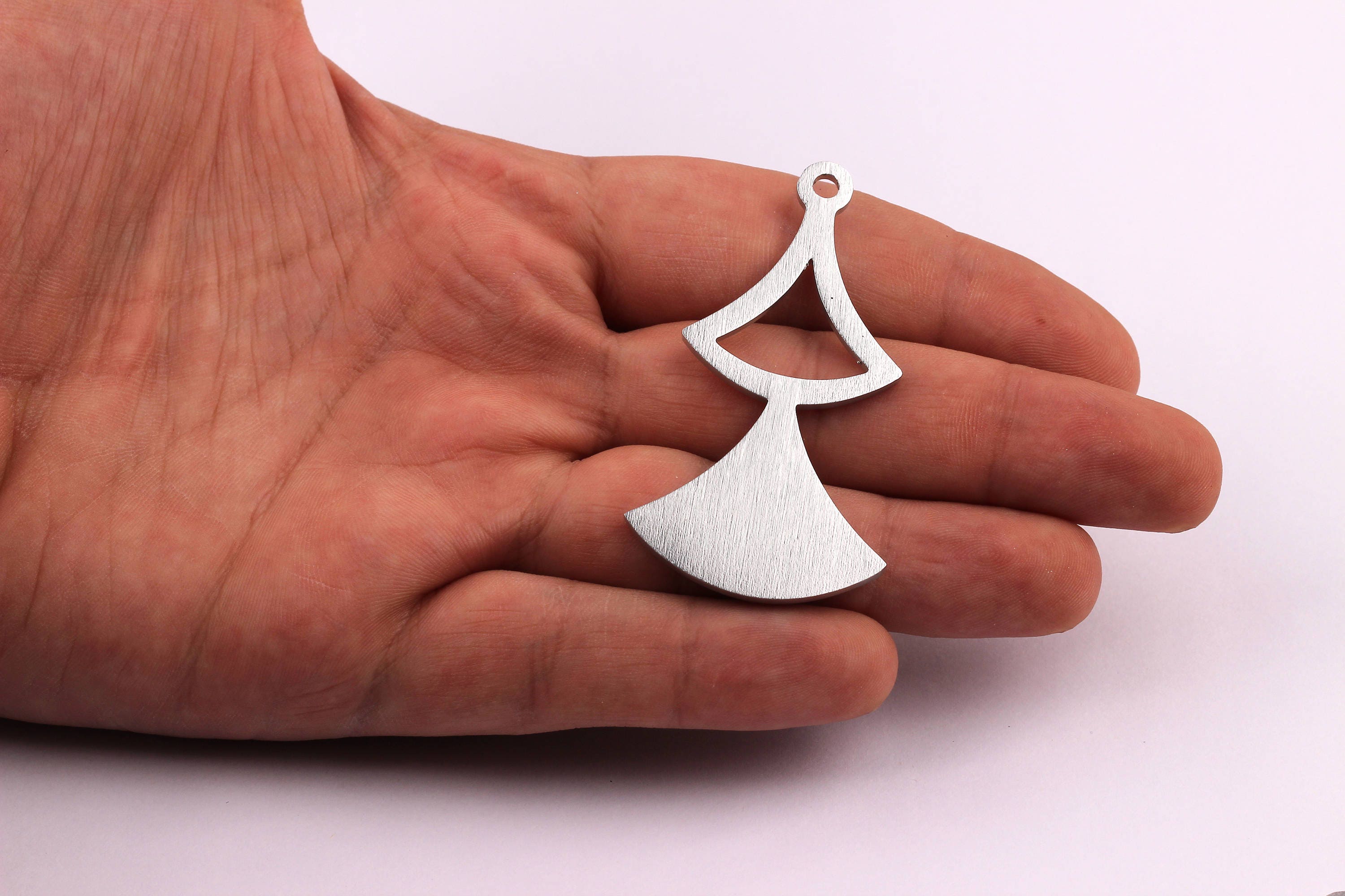 Aluminum Charms - Double Triangle Shaped Pendant - Anodized Aluminium Charms - Wall Decor - Silver Tone - 56x31x2mm - AA1064 - DOMEDBAZAAR