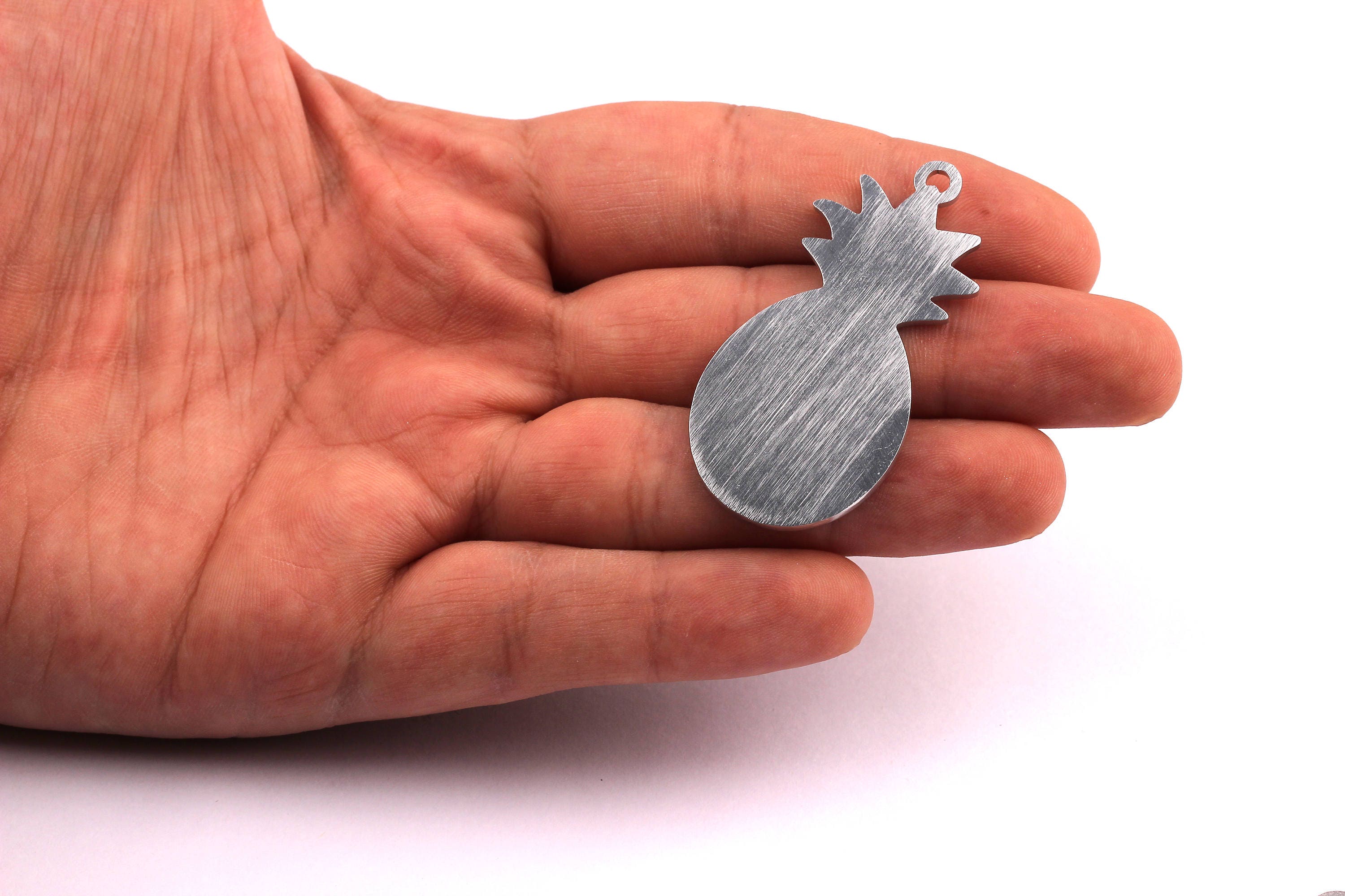 Aluminum Charms - Pineapple Pendant - Anodized Aluminium Charms - Wall Decor - Silver Tone - 50x25x2mm - AA1065 - DOMEDBAZAAR