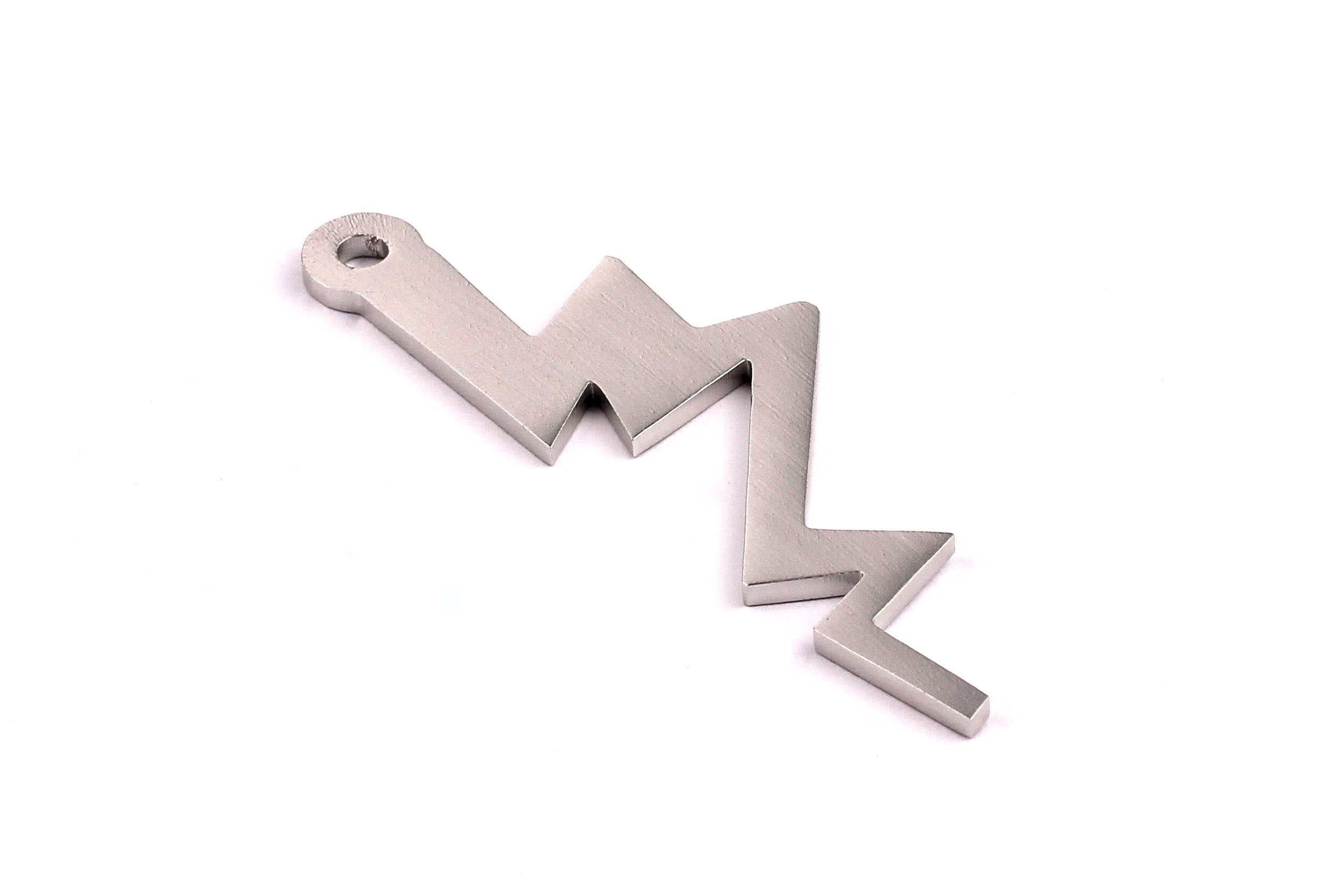 Aluminum Charms - Lightning Shaped Pendant - Anodized Aluminium Charms - Wall Decor - Silver Tone - 62x20x1.9mm - AA1067 - DOMEDBAZAAR