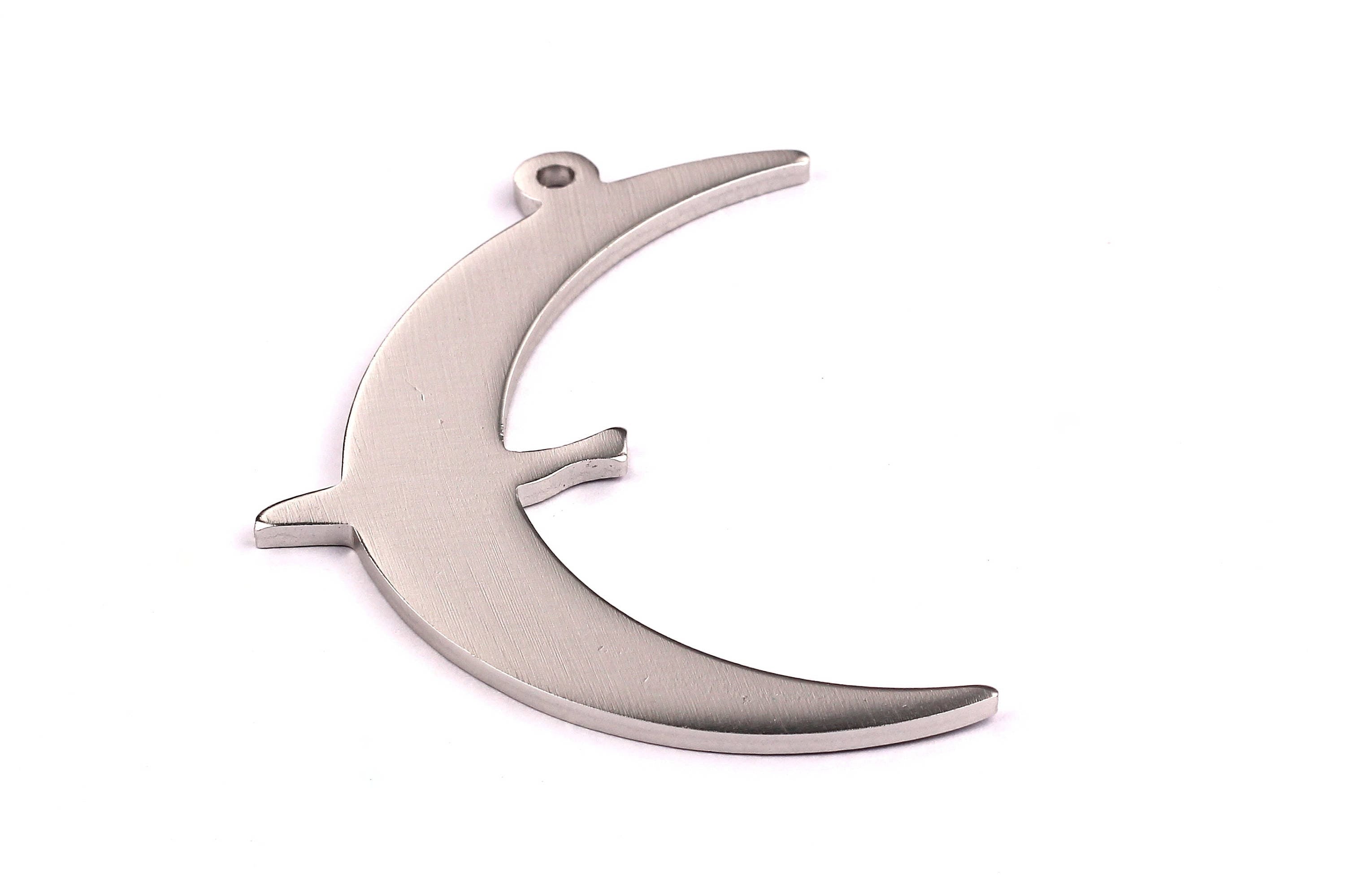 Aluminum Charms - Crescent Shaped Pendant - Anodized Aluminium Charms - Wall Decor - Silver Tone - 74x30x2.5mm - AA1073 - DOMEDBAZAAR