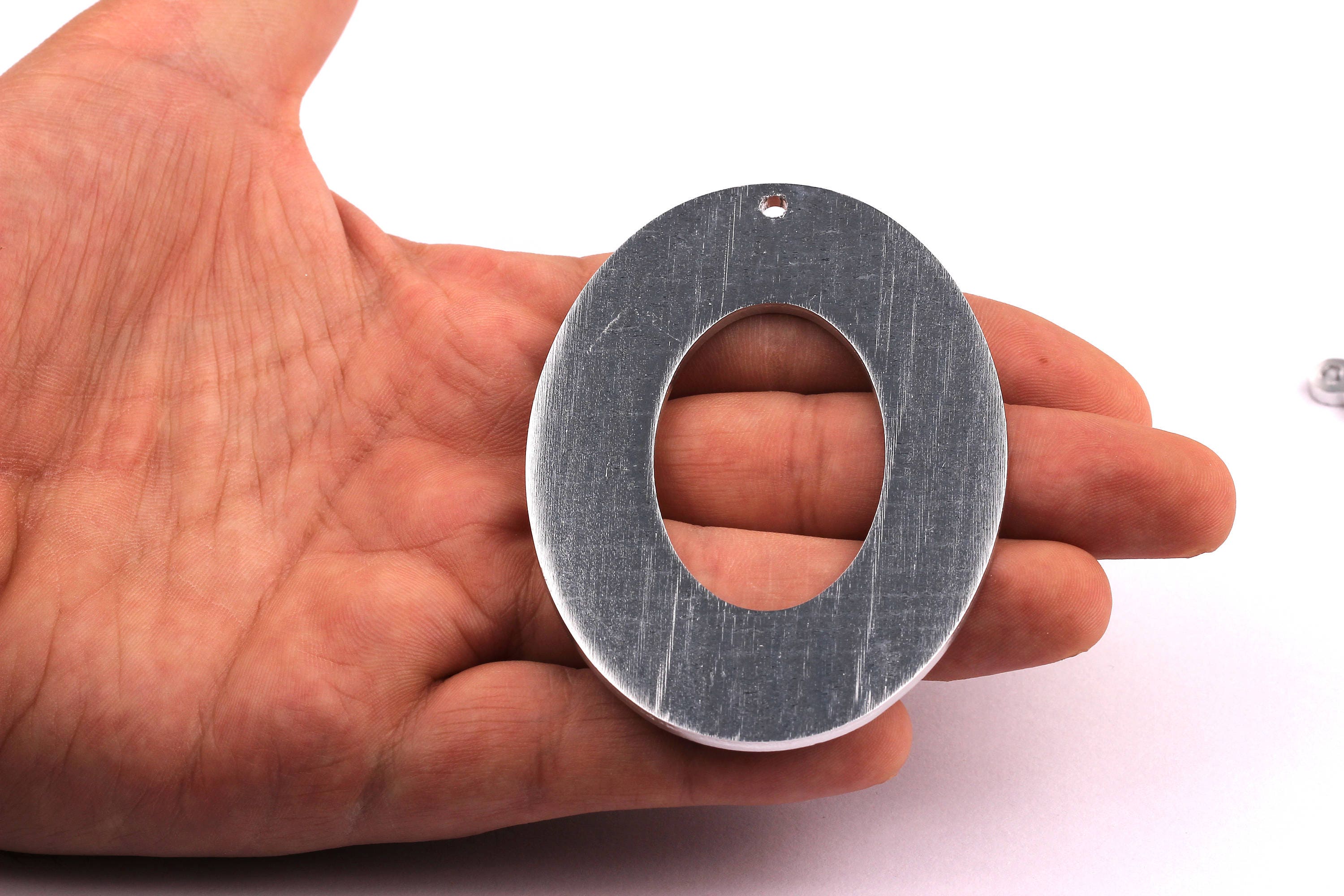 Aluminum Charms - Ellipse Shaped Pendant - Anodized Aluminium Charms - Wall Decor - Silver Tone - 75x55x2.5mm - AA1078 - DOMEDBAZAAR