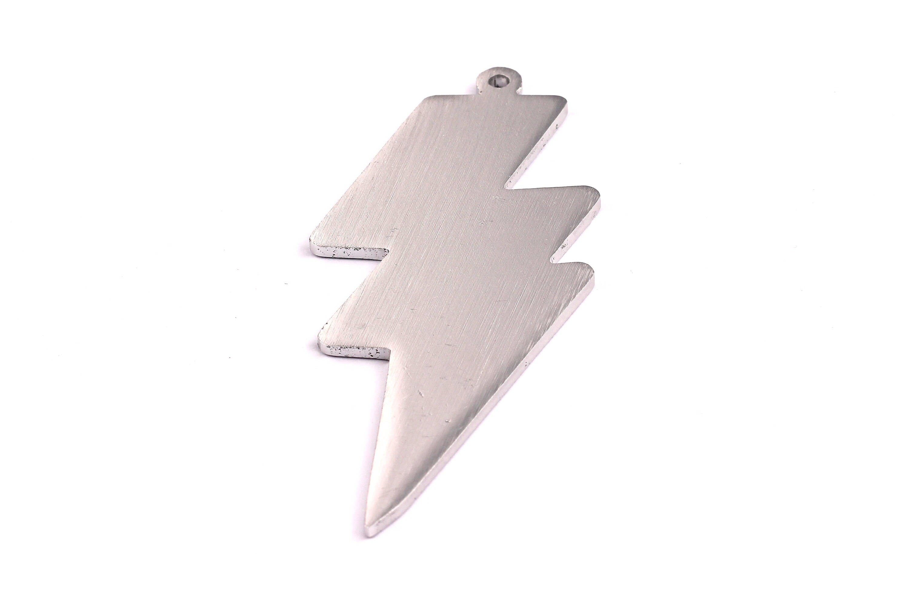 Aluminum Charms - Lightning Shaped Pendant - Anodized Aluminium Charms - Wall Decor - Silver Tone - 101x40x2.5mm - AA1081 - DOMEDBAZAAR