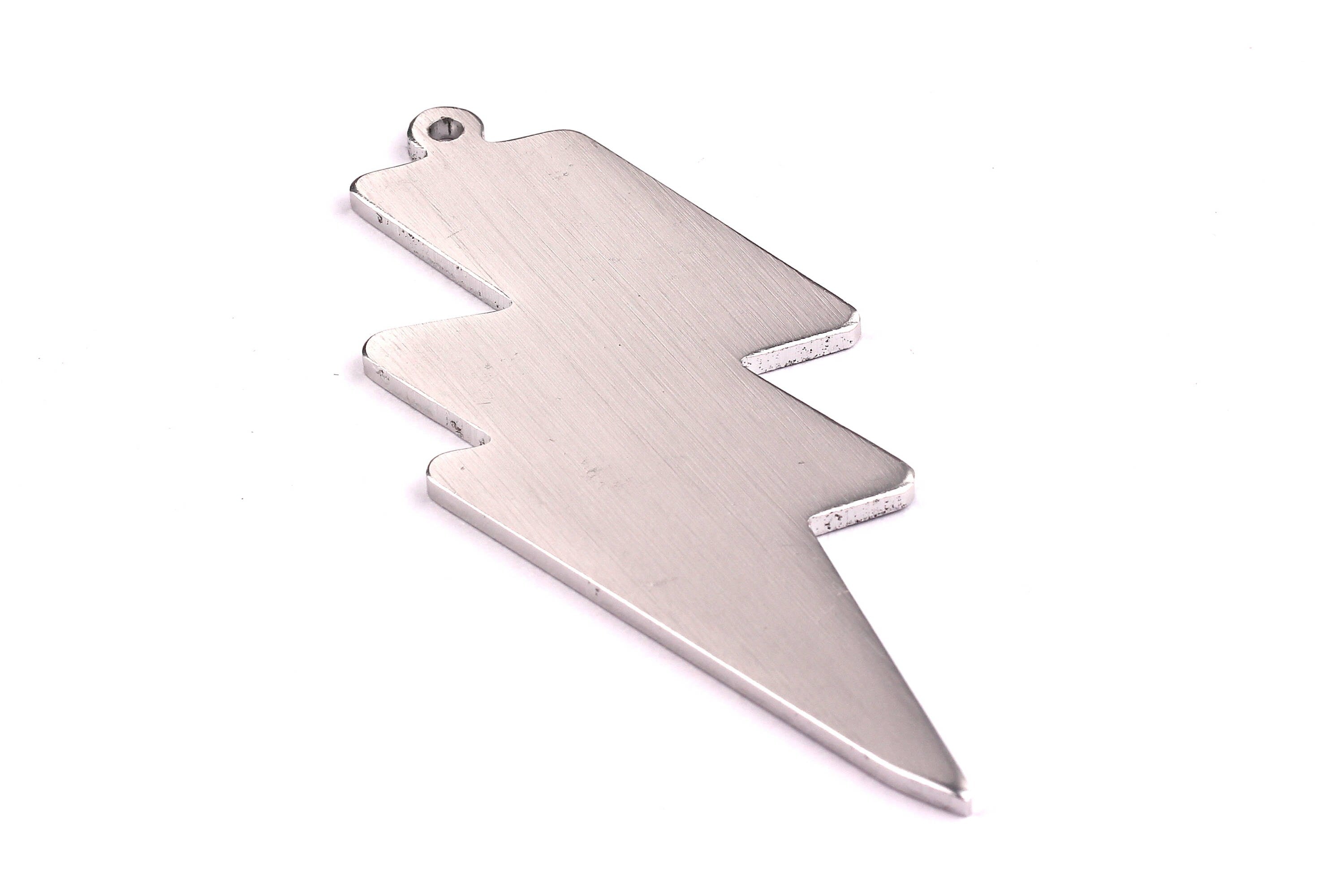 Aluminum Charms - Lightning Shaped Pendant - Anodized Aluminium Charms - Wall Decor - Silver Tone - 101x40x2.5mm - AA1081 - DOMEDBAZAAR