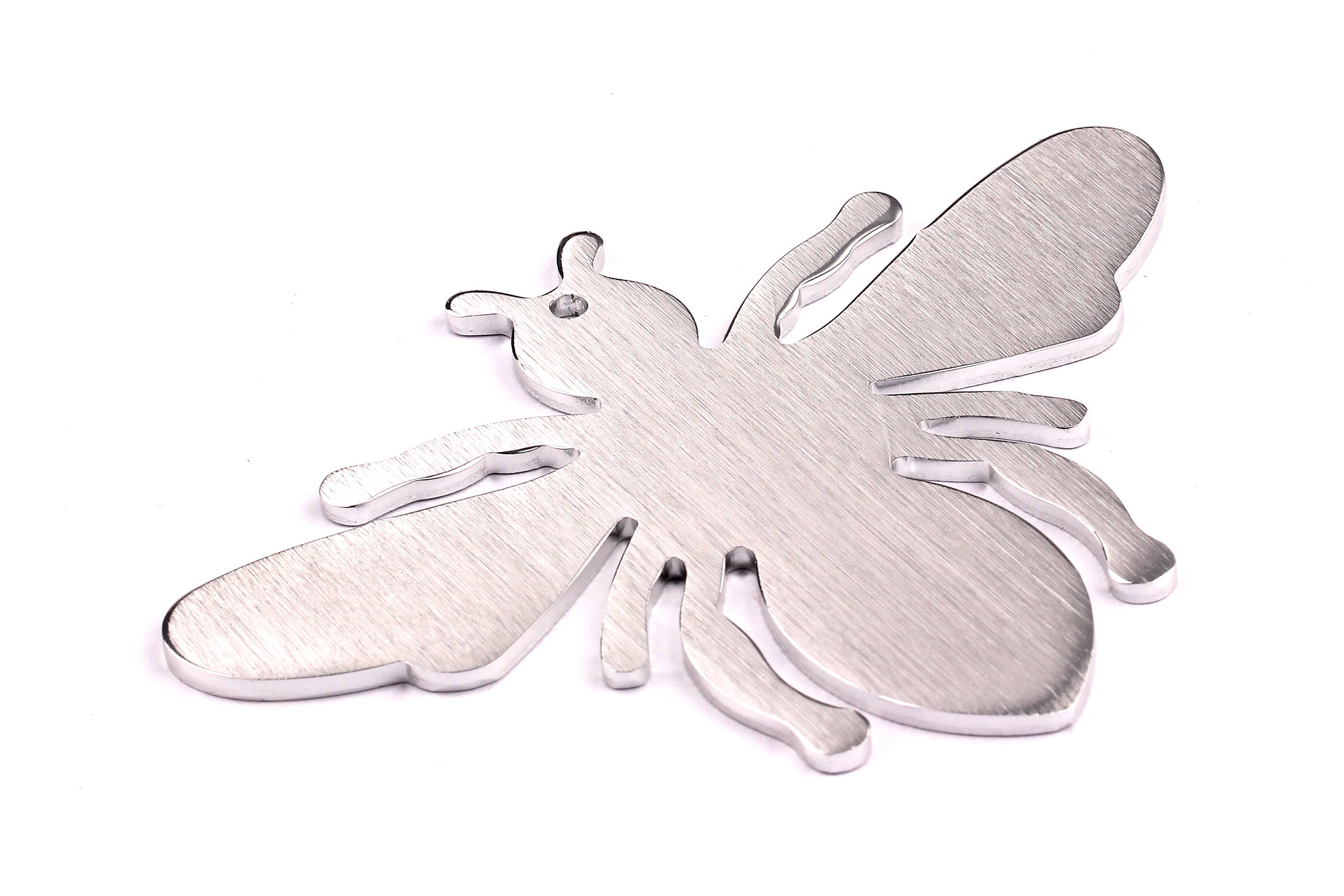 Aluminum Charms - Bumblebee Shaped Pendant - Anodized Aluminium Charms - Wall Decor - Silver Tone - 75x101x2.5mm - AA1084 - DOMEDBAZAAR