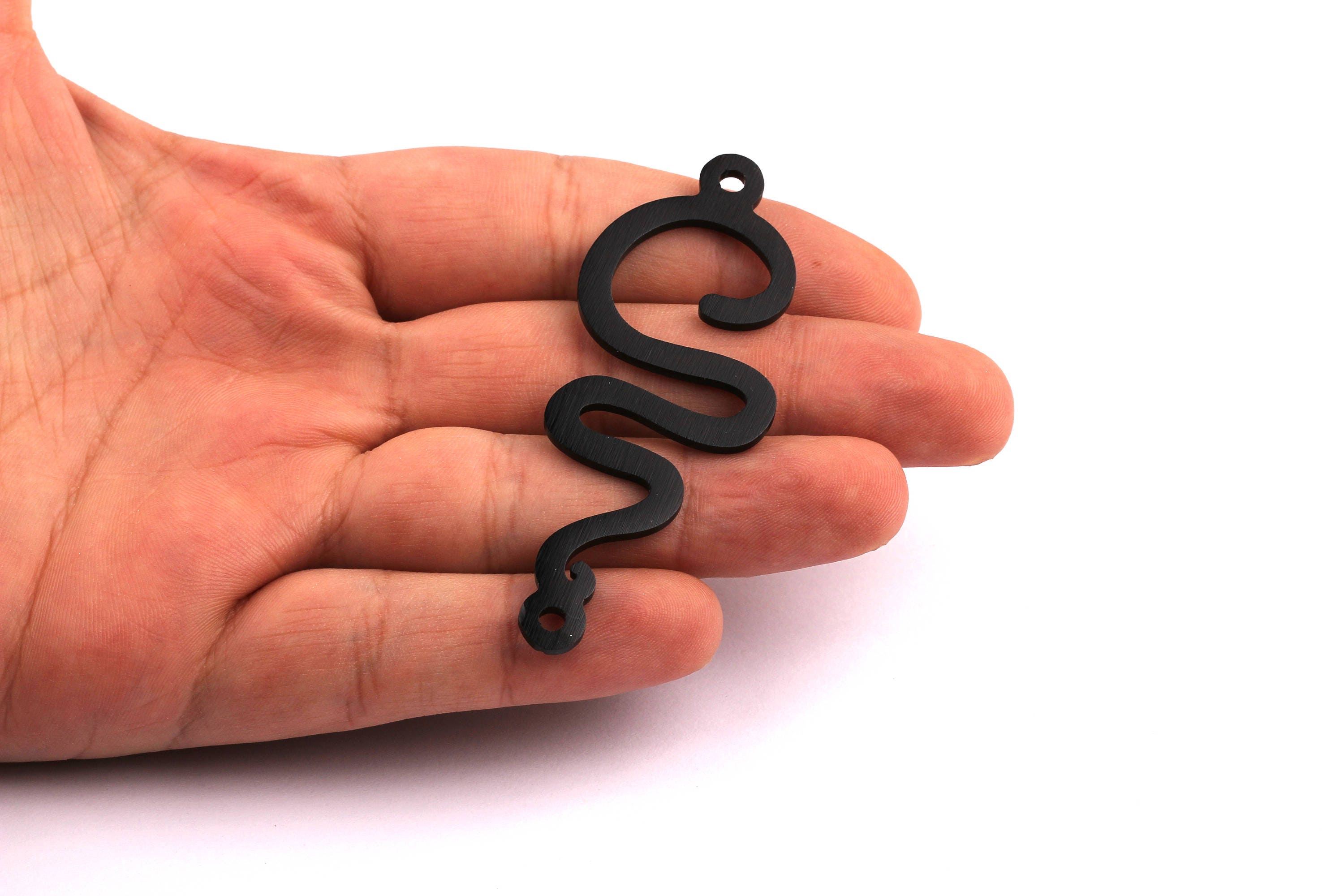 Aluminum Charms - Curled Shaped Pendant - Anodized Aluminium Charms - Wall Decor - Black Tone - 71x25x2mm - AA1089 - DOMEDBAZAAR