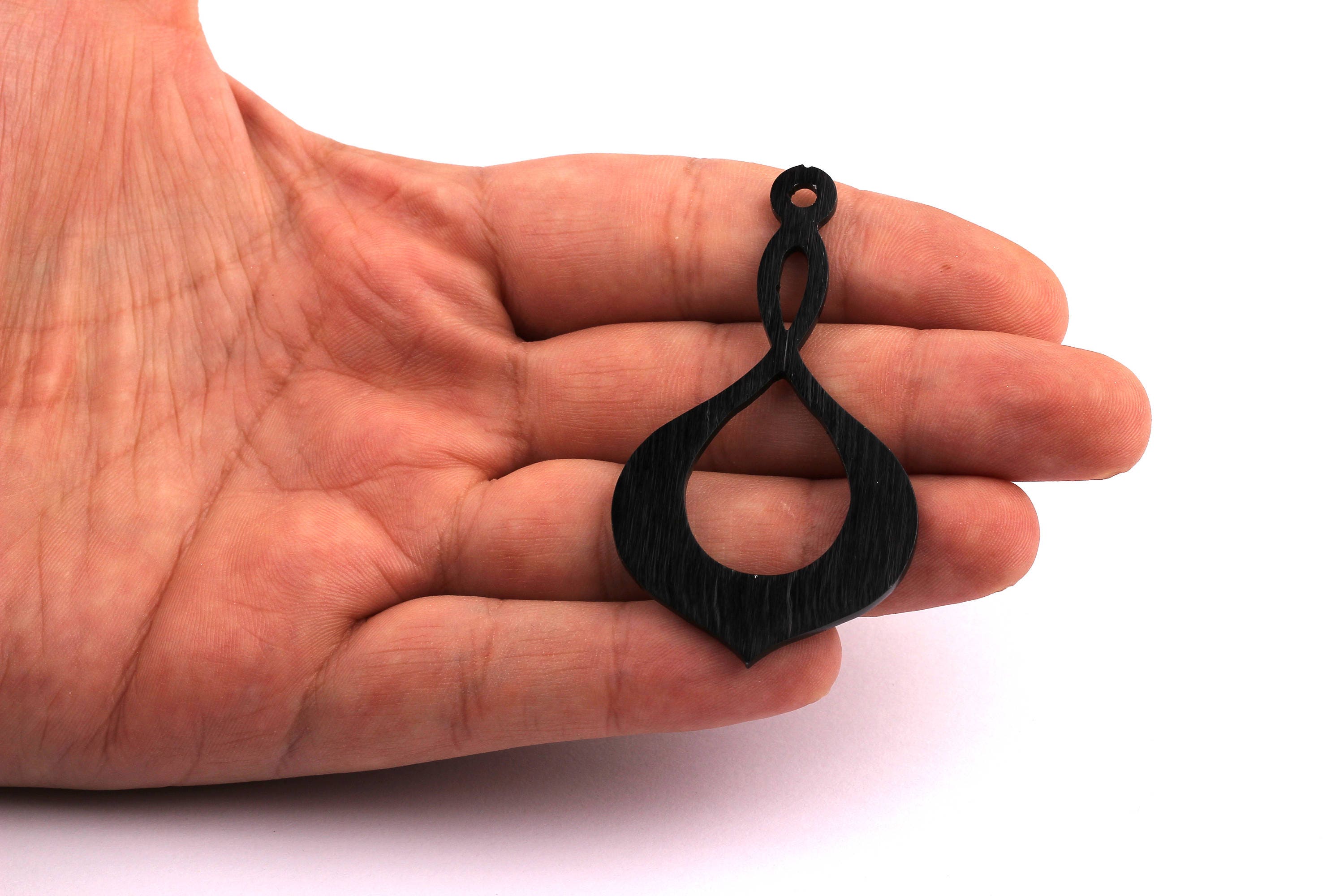 Aluminum Charms - Drop Shaped Pendant - Anodized Aluminium Charms - Wall Decor - Black Tone - 62x35x2mm - AA1092 - DOMEDBAZAAR