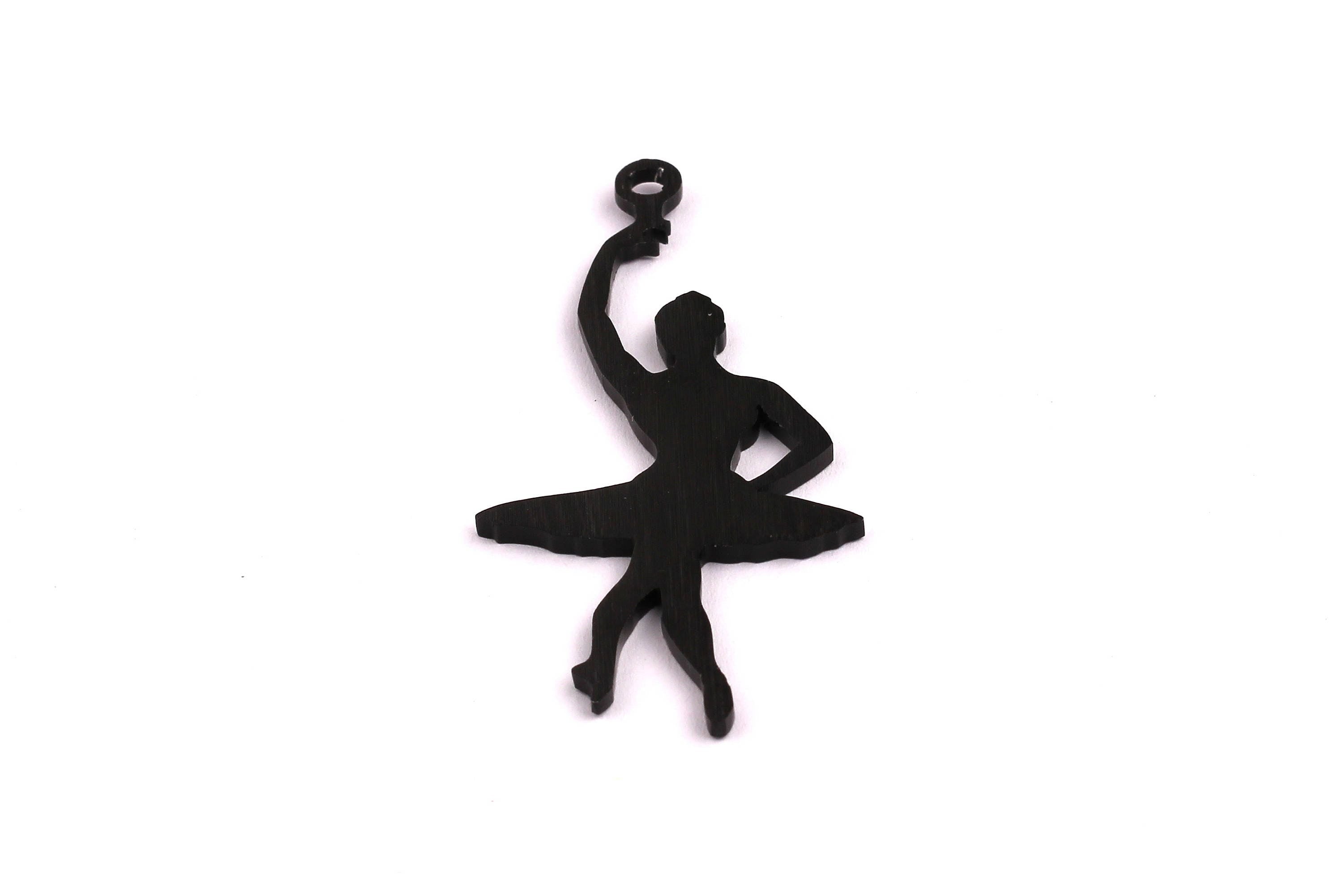 Aluminum Charms - Dancer Girl Shaped Pendant - Anodized Aluminium Charms - Wall Decor - Black Tone - 66x29x2mm - AA1098 - DOMEDBAZAAR