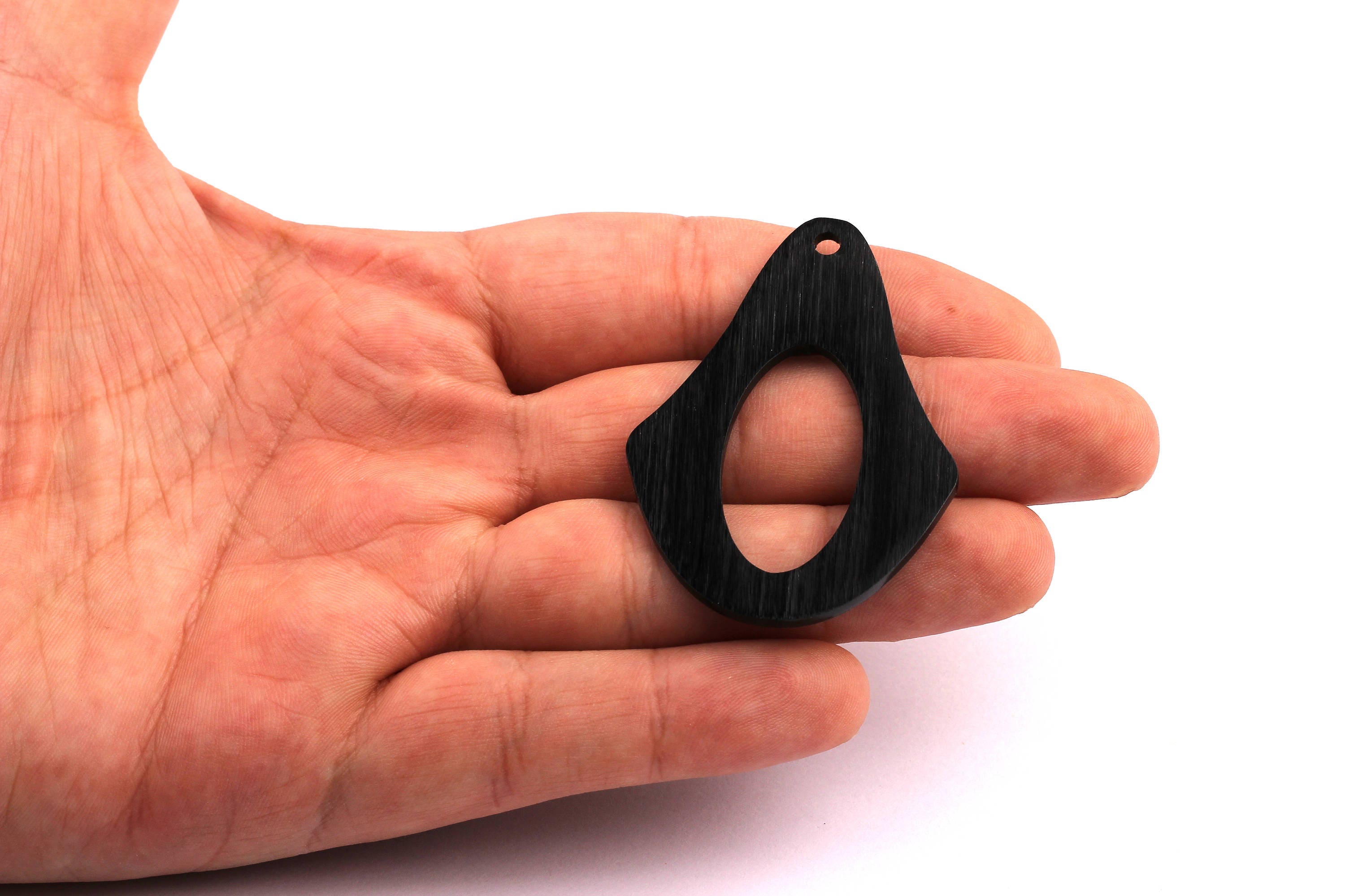 Aluminum Charms - Ellipse Hole Frame Shaped Pendant - Anodized Aluminium Charms - Wall Decor - Black Tone -54x38x2mm - AA1113 - DOMEDBAZAAR