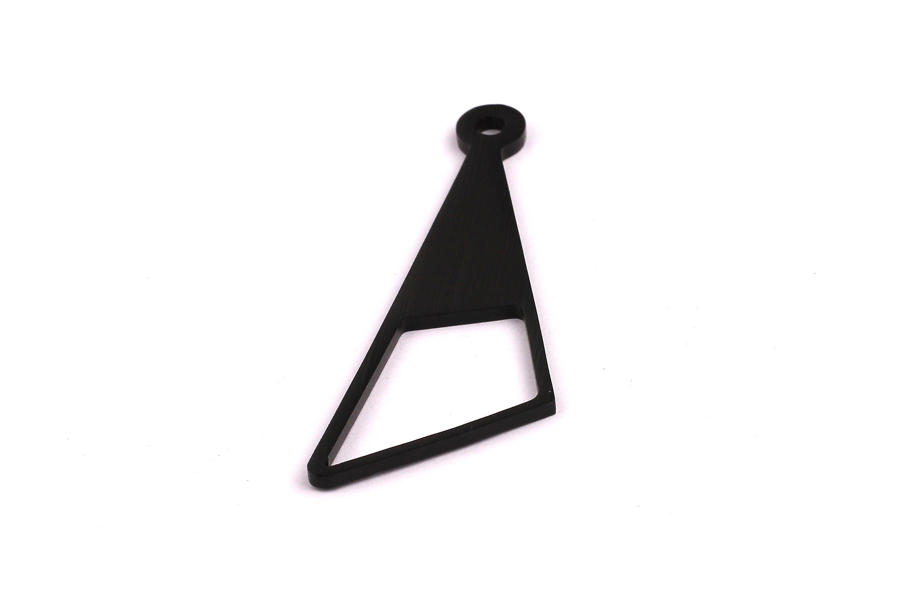 Aluminum Charms - Triangle Zipper Pull Shaped Pendant - Anodized Aluminium Charms - Wall Decor - Black Tone - 65x27x2mm - AA1115 - DOMEDBAZAAR
