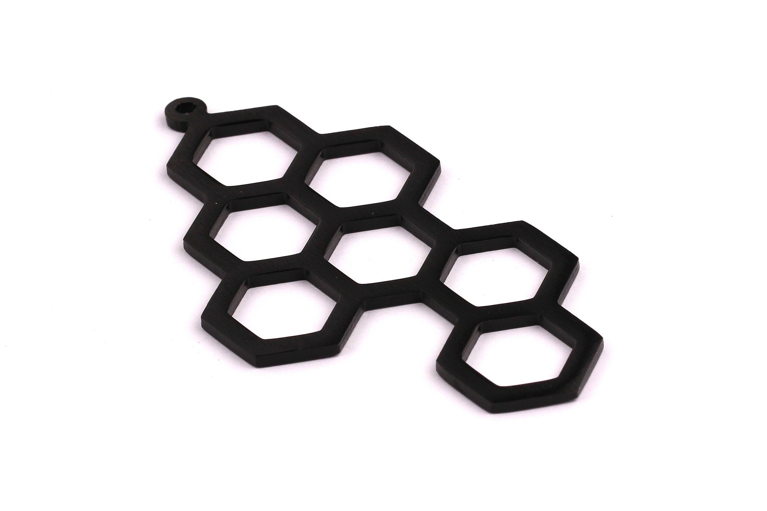 Aluminum Charms - Honeycomb Shaped Pendant - Anodized Aluminium Charms - Wall Decor - Black Tone - 99x52x2.5mm - AA1117 - DOMEDBAZAAR