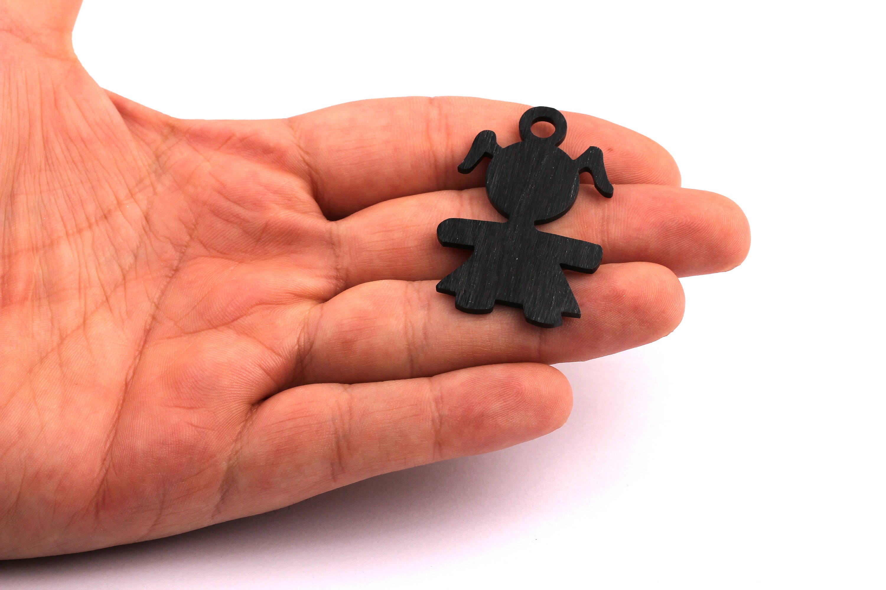 Aluminum Charms - Cute Girl Shaped Pendant - Anodized Aluminium Charms - Wall Decor - Black Tone - 44x29x2mm - AA1118 - DOMEDBAZAAR