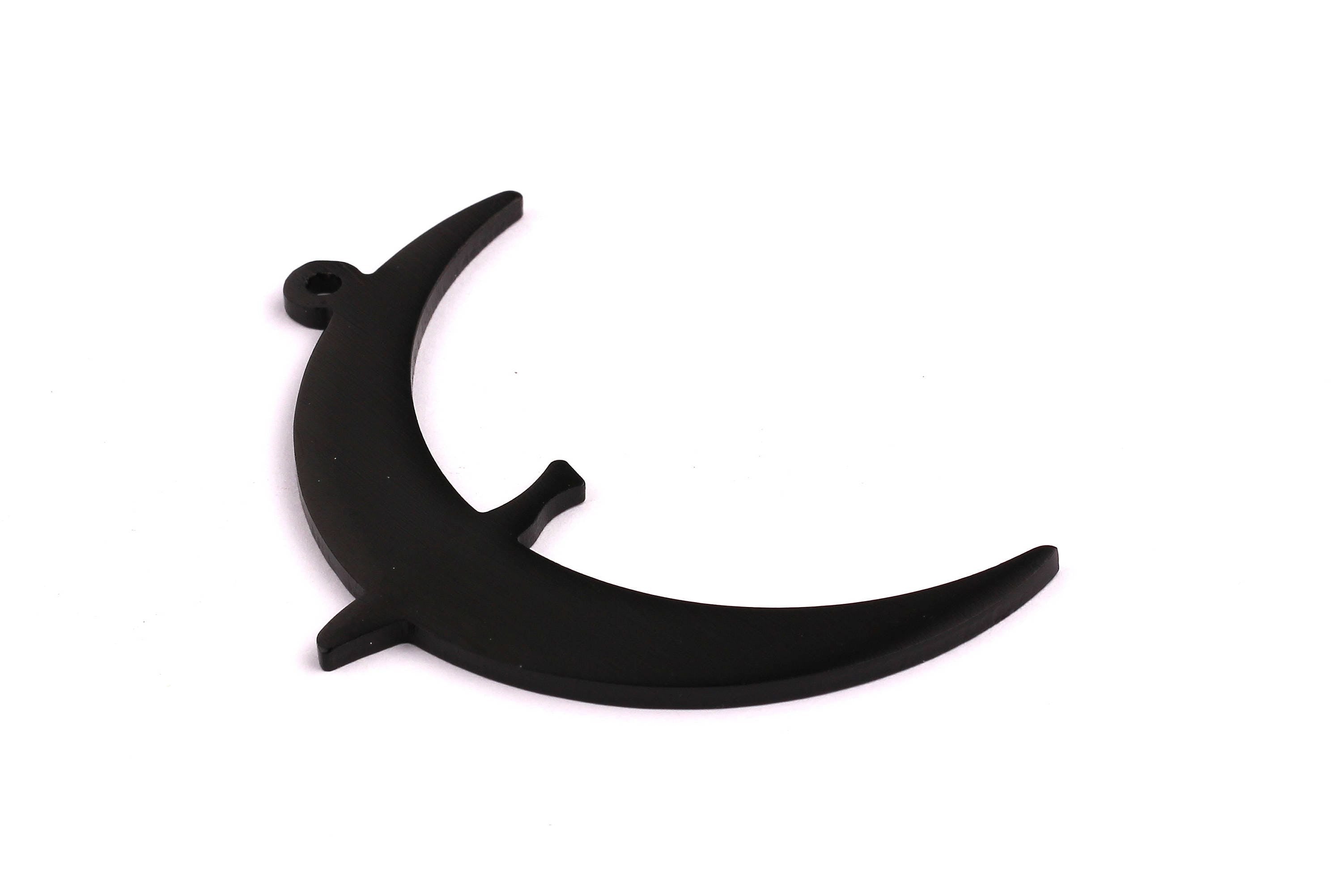 Aluminum Charms - Crescent Shaped Pendant - Anodized Aluminium Charms - Wall Decor - Black Tone - 74x30x2.5mm - AA1120 - DOMEDBAZAAR