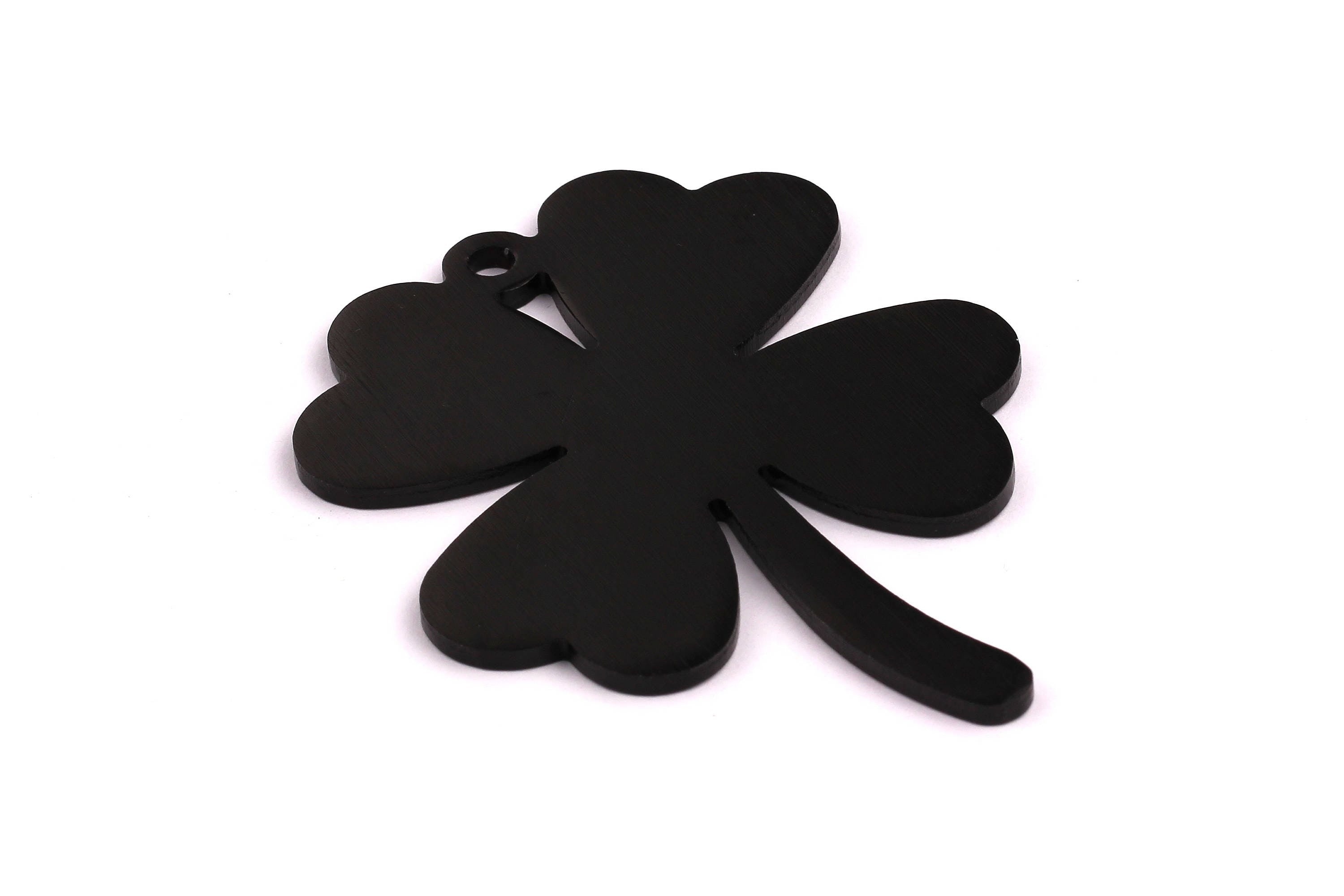Aluminum Charms - Four Leaf Clover Shaped Pendant - Anodized Aluminium Charms - Wall Decor - Black Tone - 78x60x2.5mm - AA1122 - DOMEDBAZAAR