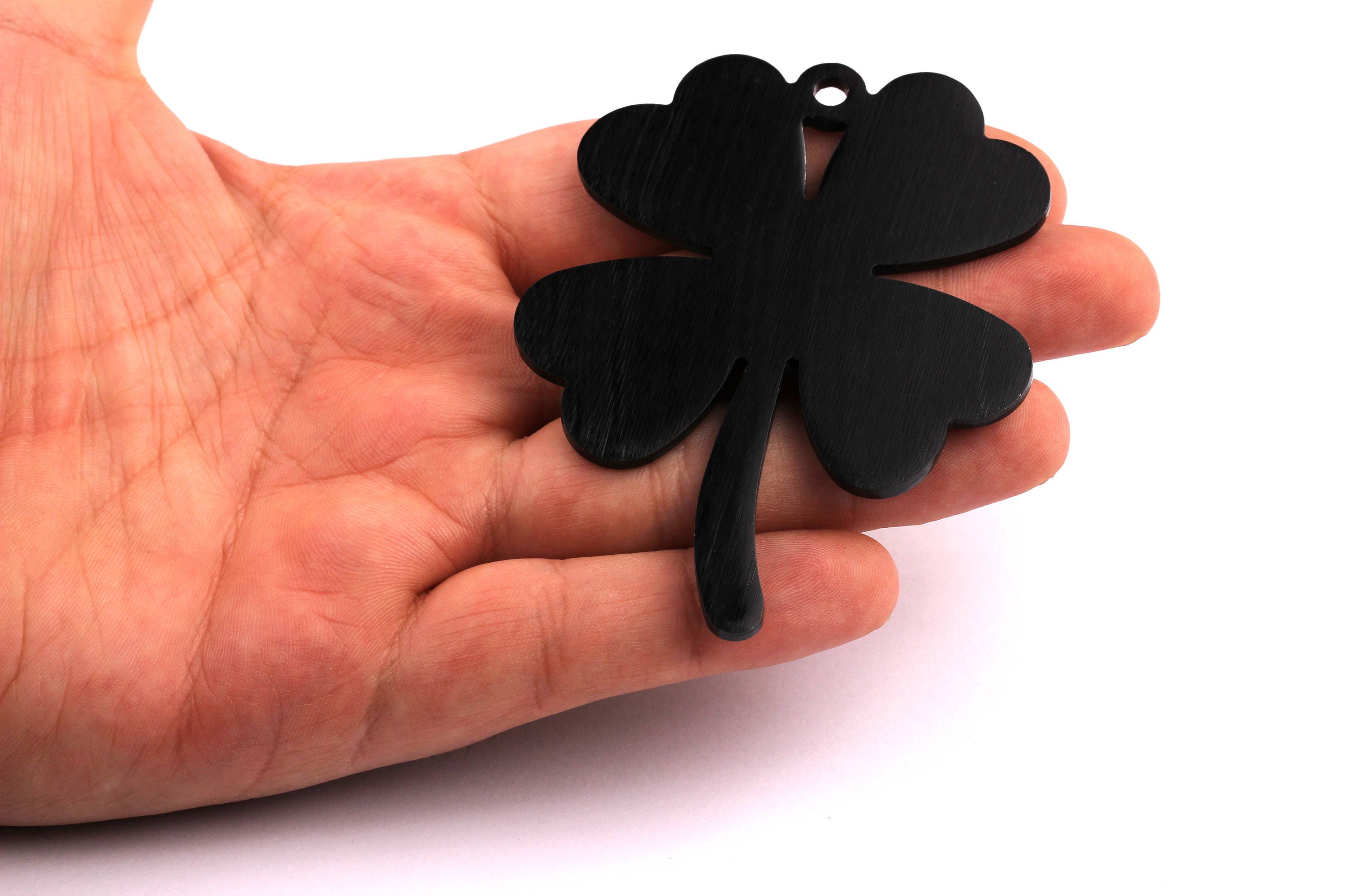 Aluminum Charms - Four Leaf Clover Shaped Pendant - Anodized Aluminium Charms - Wall Decor - Black Tone - 78x60x2.5mm - AA1122 - DOMEDBAZAAR