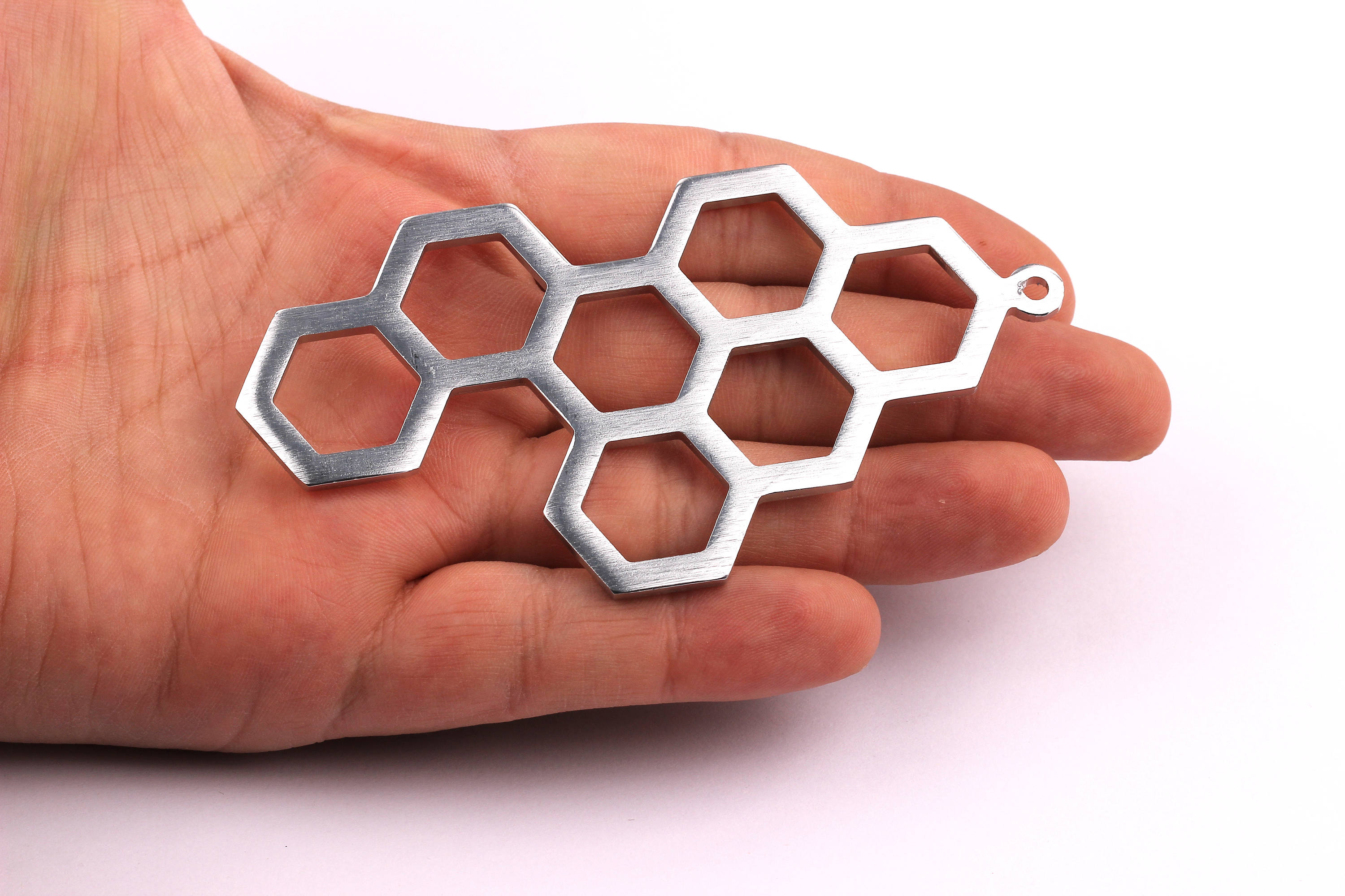 Aluminum Charms - Honeycomb Shaped Pendant - Anodized Aluminium Charms - Wall Decor - Silver Tone - 99x52x2.5mm - AA1087 - DOMEDBAZAAR