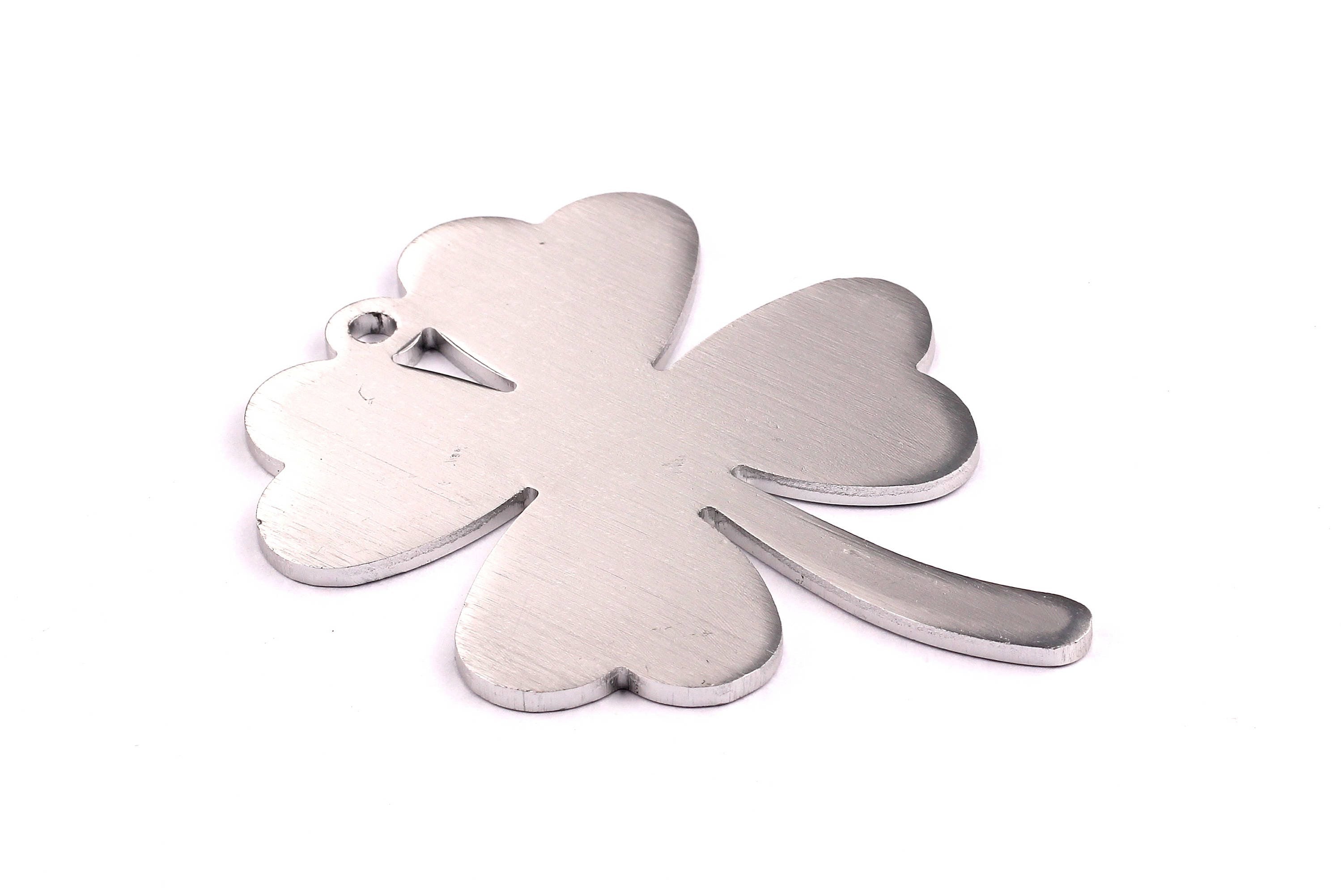 Aluminum Charms - Four Leaf Clover Shaped Pendant - Anodized Aluminium Charms - Wall Decor - Silver Tone - 78x60x2.5mm - AA1088 - DOMEDBAZAAR