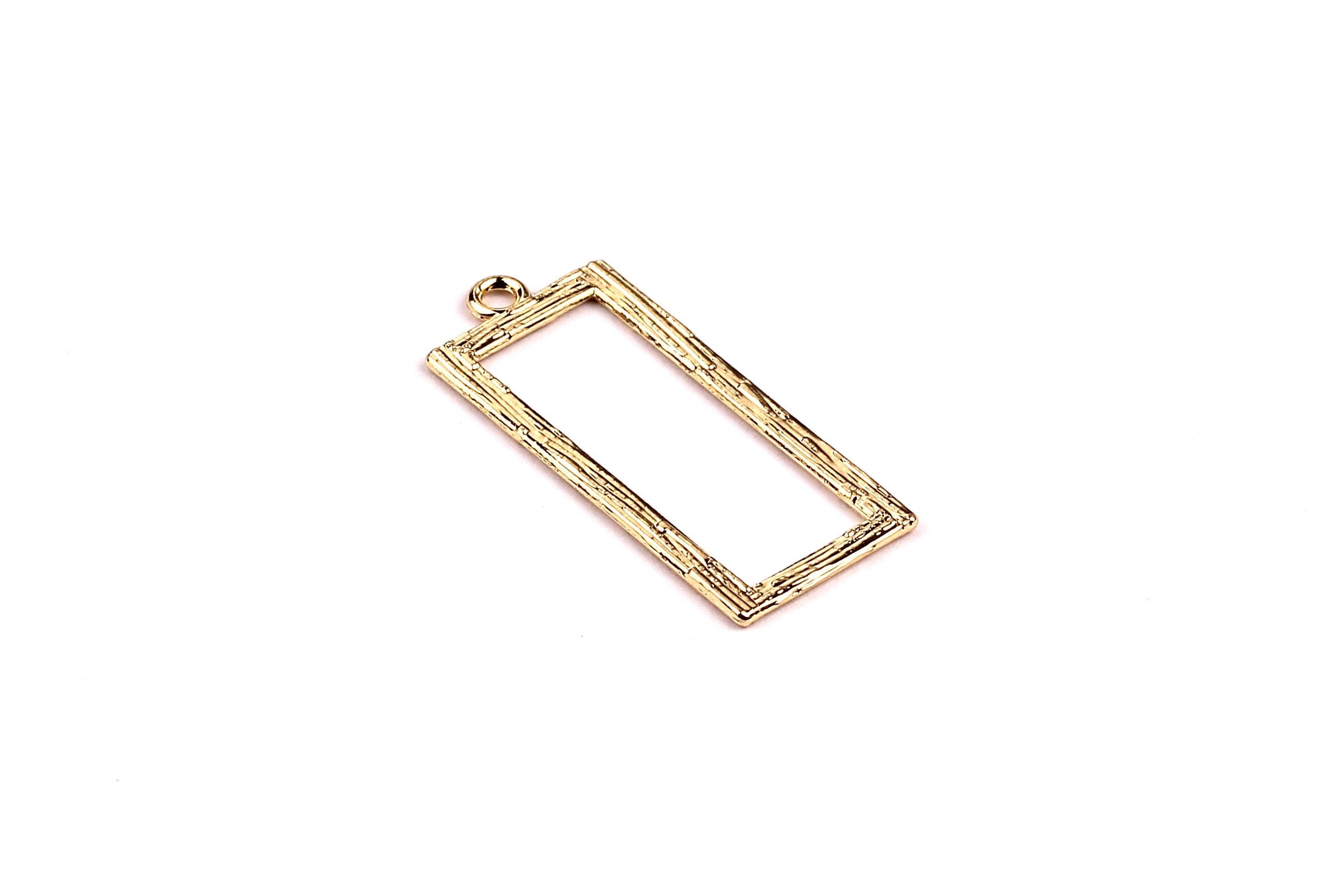 Rectangle Frame Shaped Charms- Zinc Alloy Earring Findings - Gold Tone - Alloy Pendant for Necklace - Jewelry Supplies - 33x13x1mm - ZZ1168 - DOMEDBAZAAR