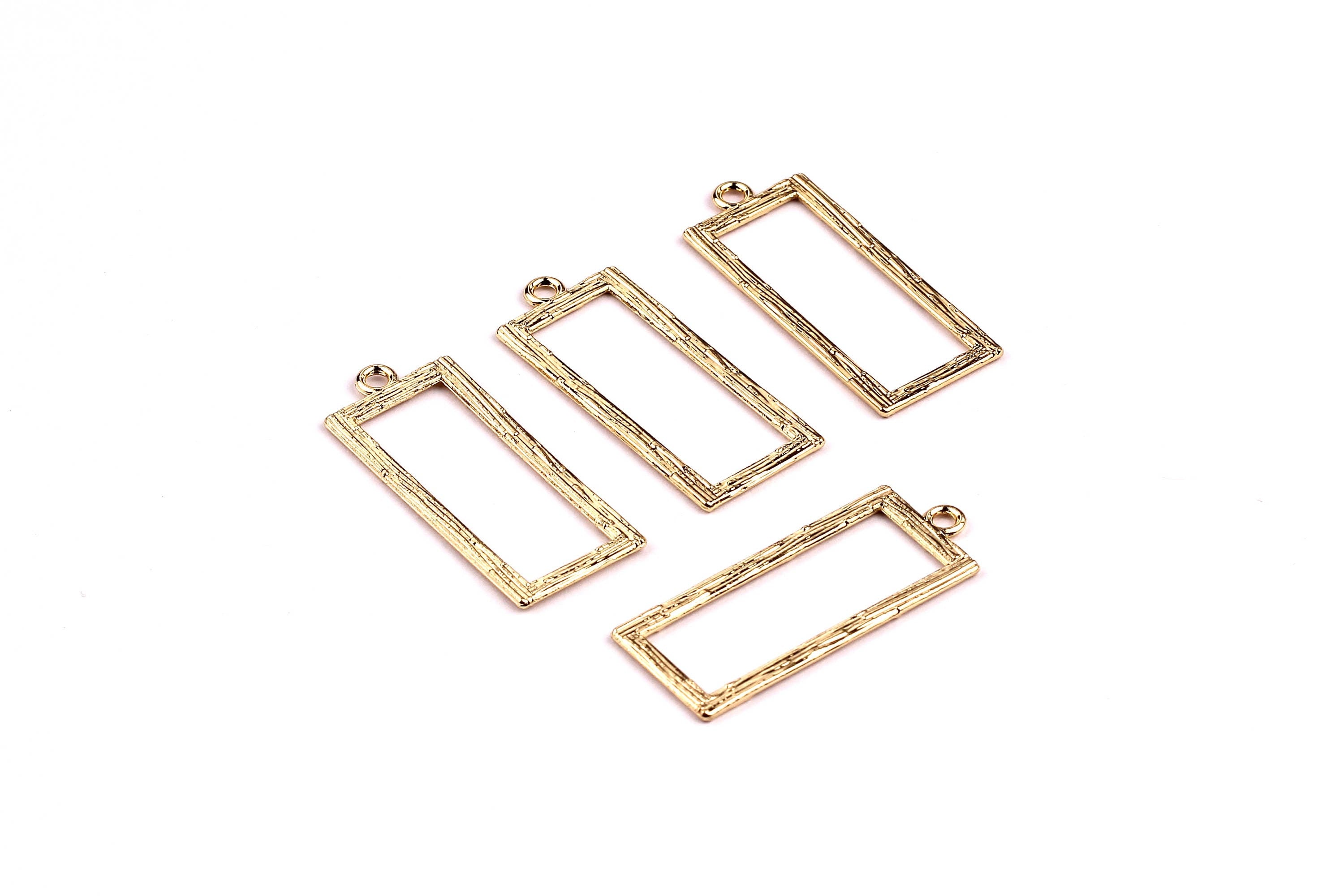 Rectangle Frame Shaped Charms- Zinc Alloy Earring Findings - Gold Tone - Alloy Pendant for Necklace - Jewelry Supplies - 33x13x1mm - ZZ1168 - DOMEDBAZAAR