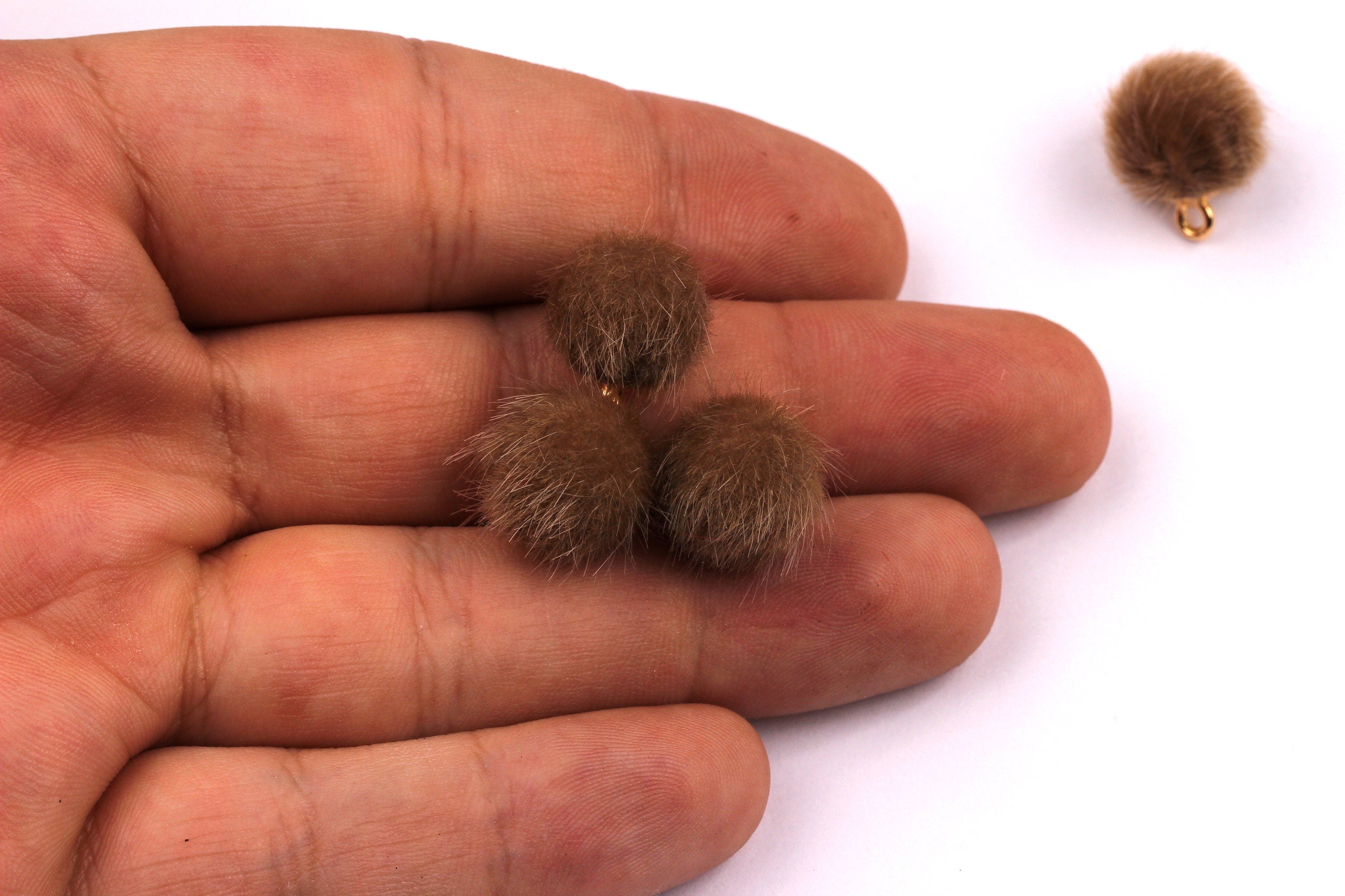 Pom Pom Earring Charms - Fur Ball Pendant - Aluminum Alloy - Earring Findings - Jewelry Accessories - 15x10mm - TT1001BR - DOMEDBAZAAR